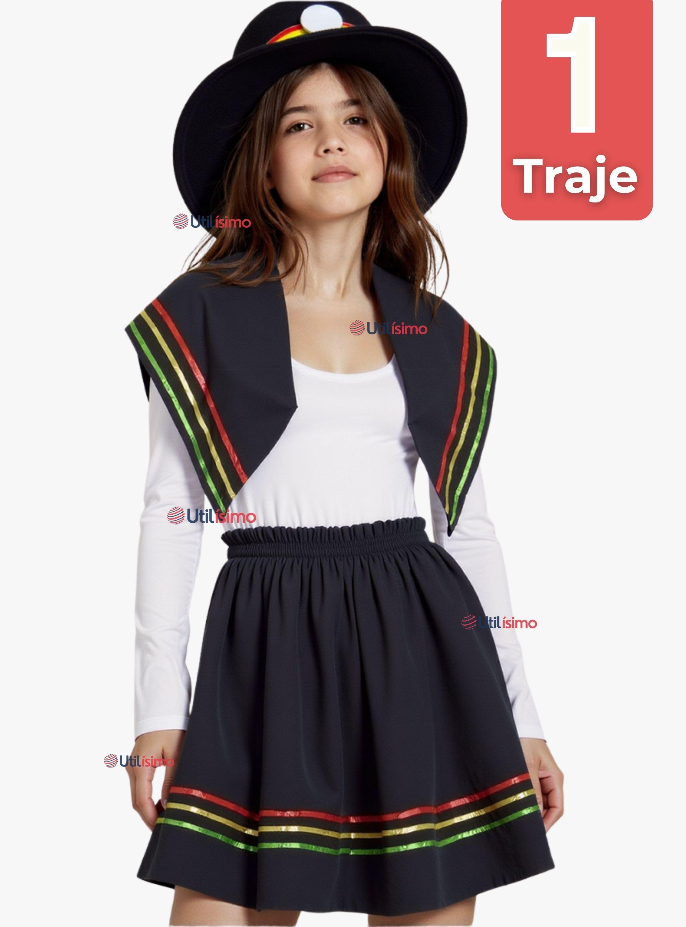 Traje Nortino Negro 4 Piezas Niñas Fiestas Patrias Baile Nortino-0
