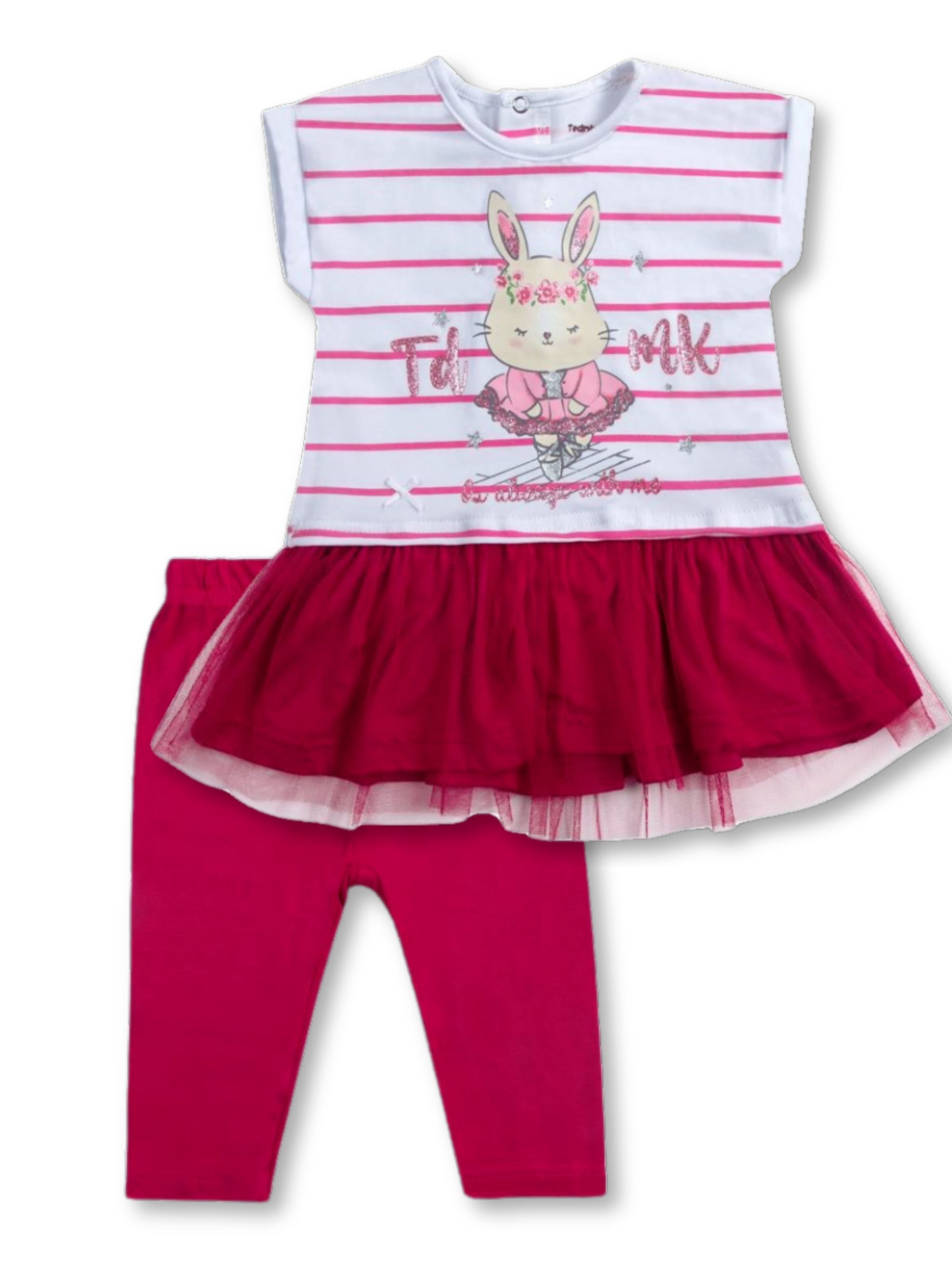 Set 2 Piezas de Algodón Conjunto Tutú Bebe Niña Tedmimak Ballerina Bunnies-0