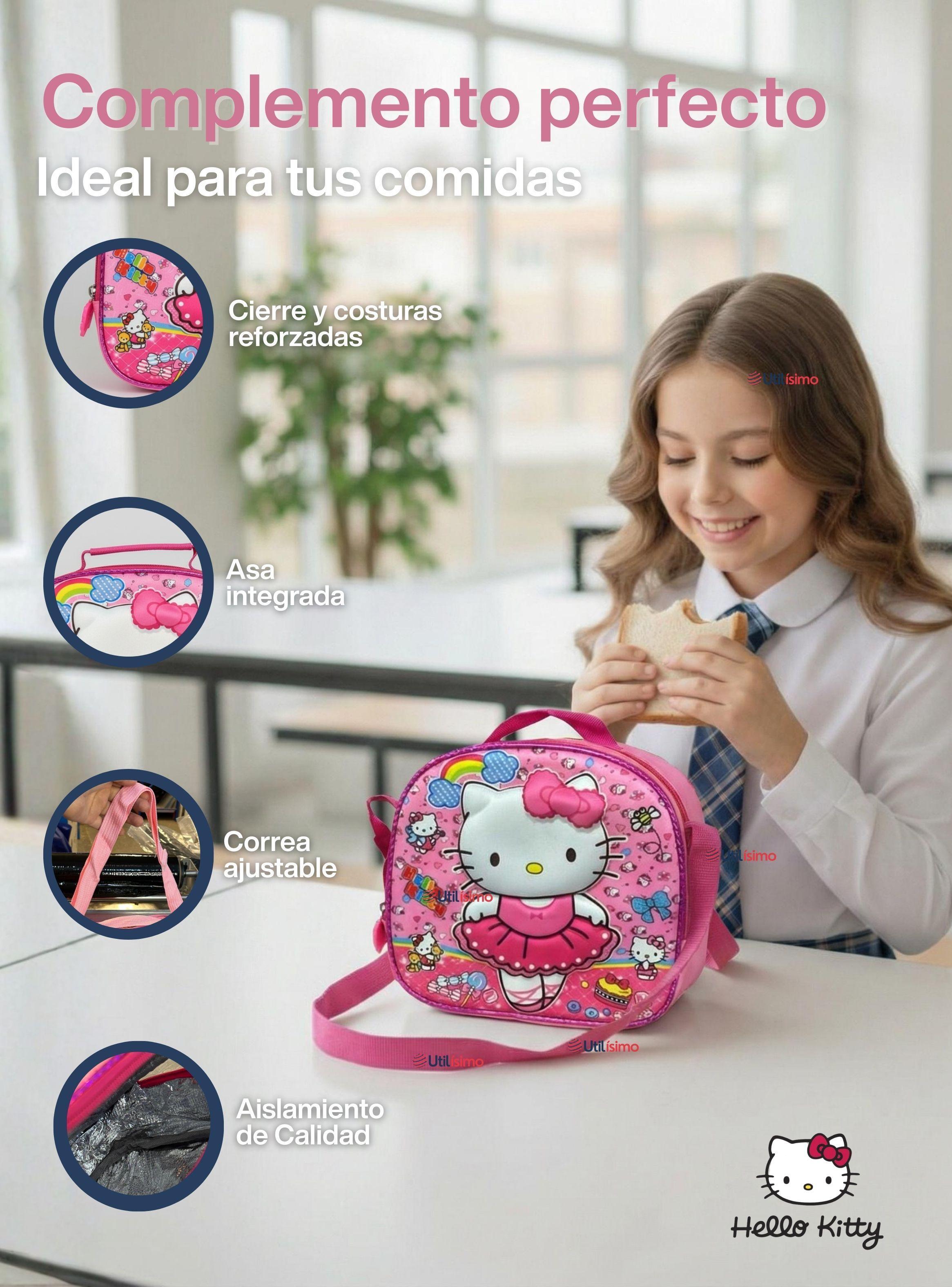 Mochila Escolar Hello Kitty Bailarina Con Ruedas Desmontables + Estuche + Lonchera Niña Poliéster-7