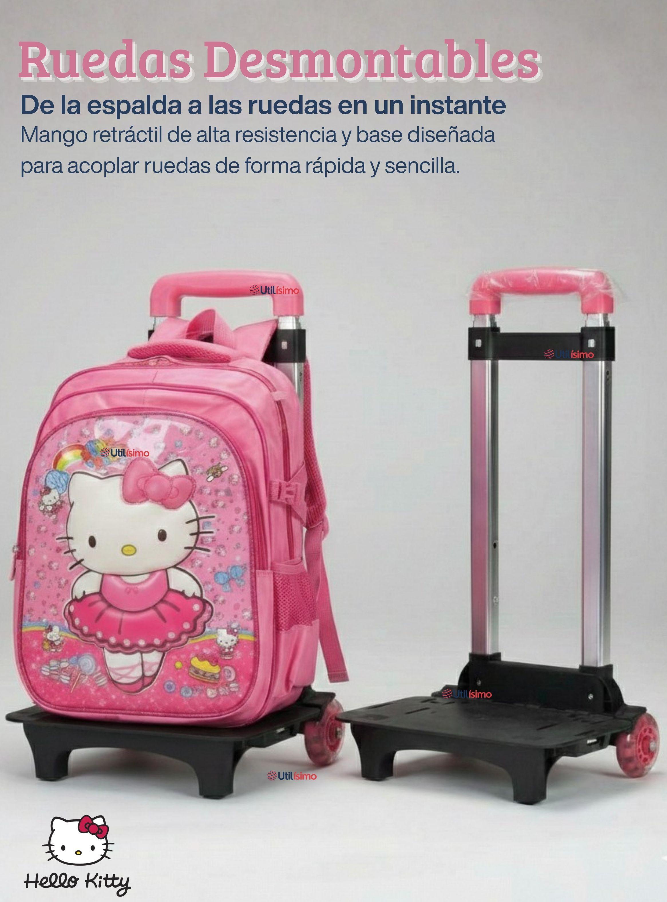 Mochila Escolar Hello Kitty Bailarina Con Ruedas Desmontables + Estuche + Lonchera Niña Poliéster-4