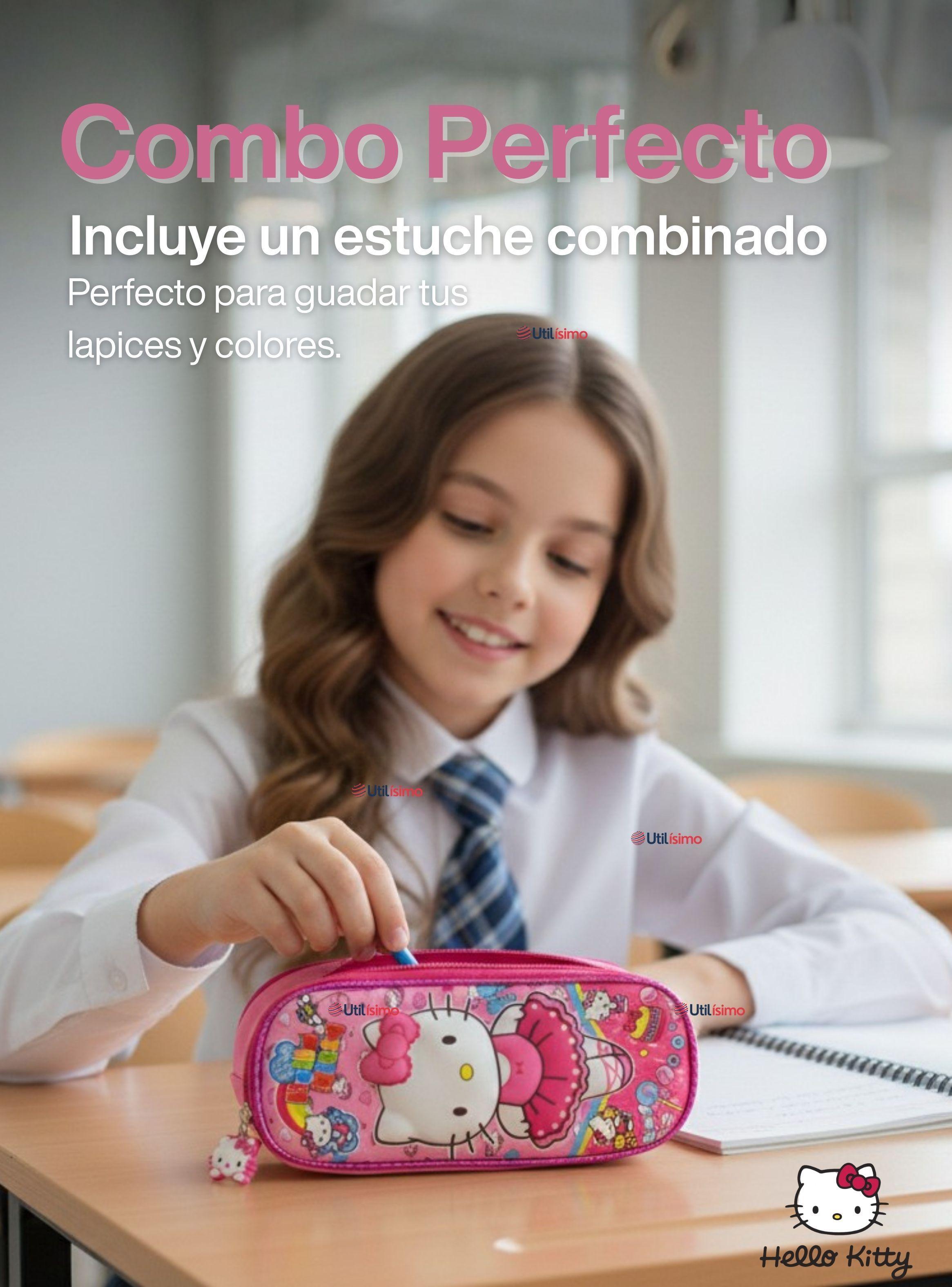 Mochila Escolar Hello Kitty Bailarina Con Ruedas Desmontables + Estuche + Lonchera Niña Poliéster-5