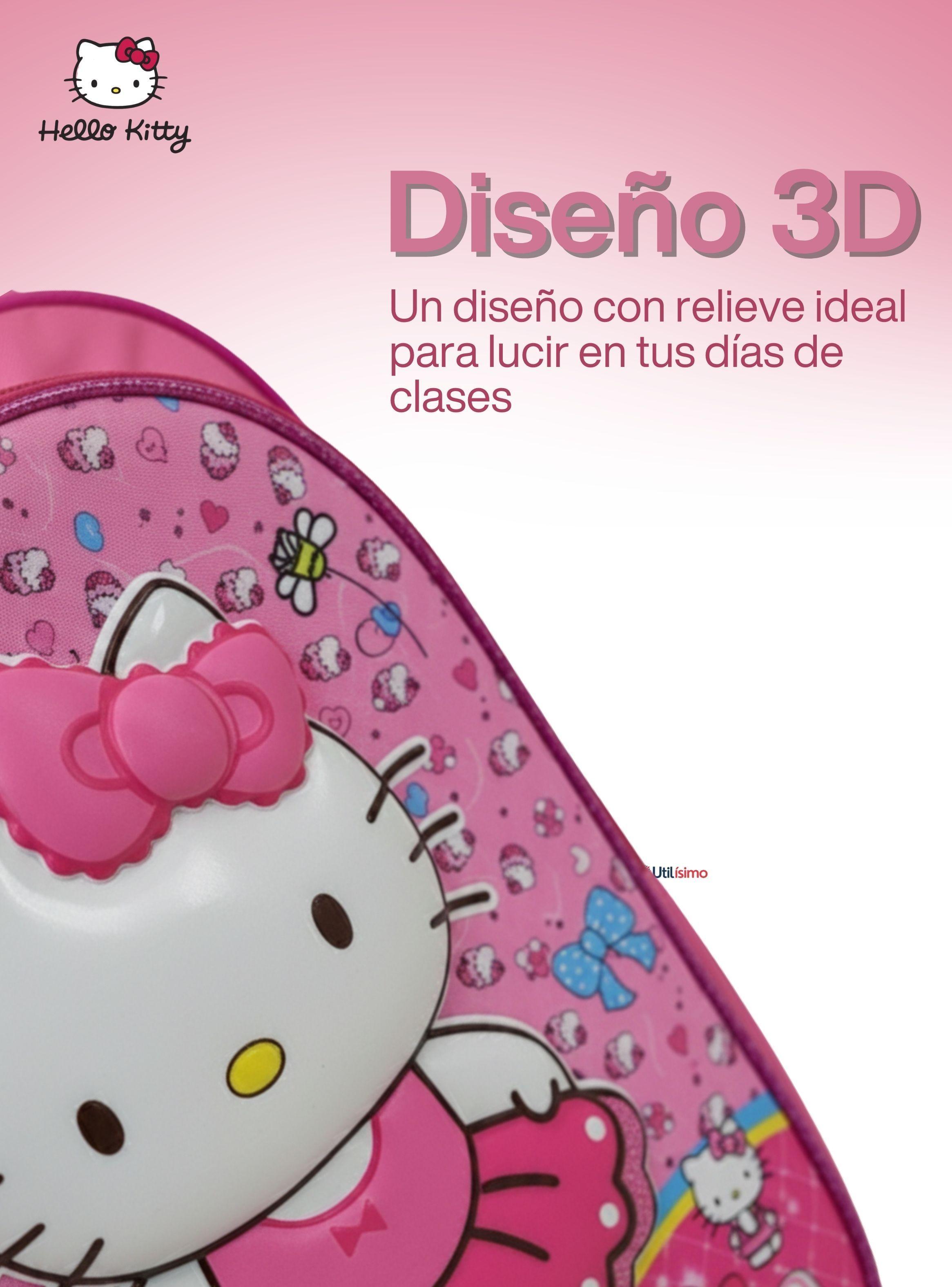 Mochila Escolar Hello Kitty Bailarina Con Ruedas Desmontables + Estuche + Lonchera Niña Poliéster-6