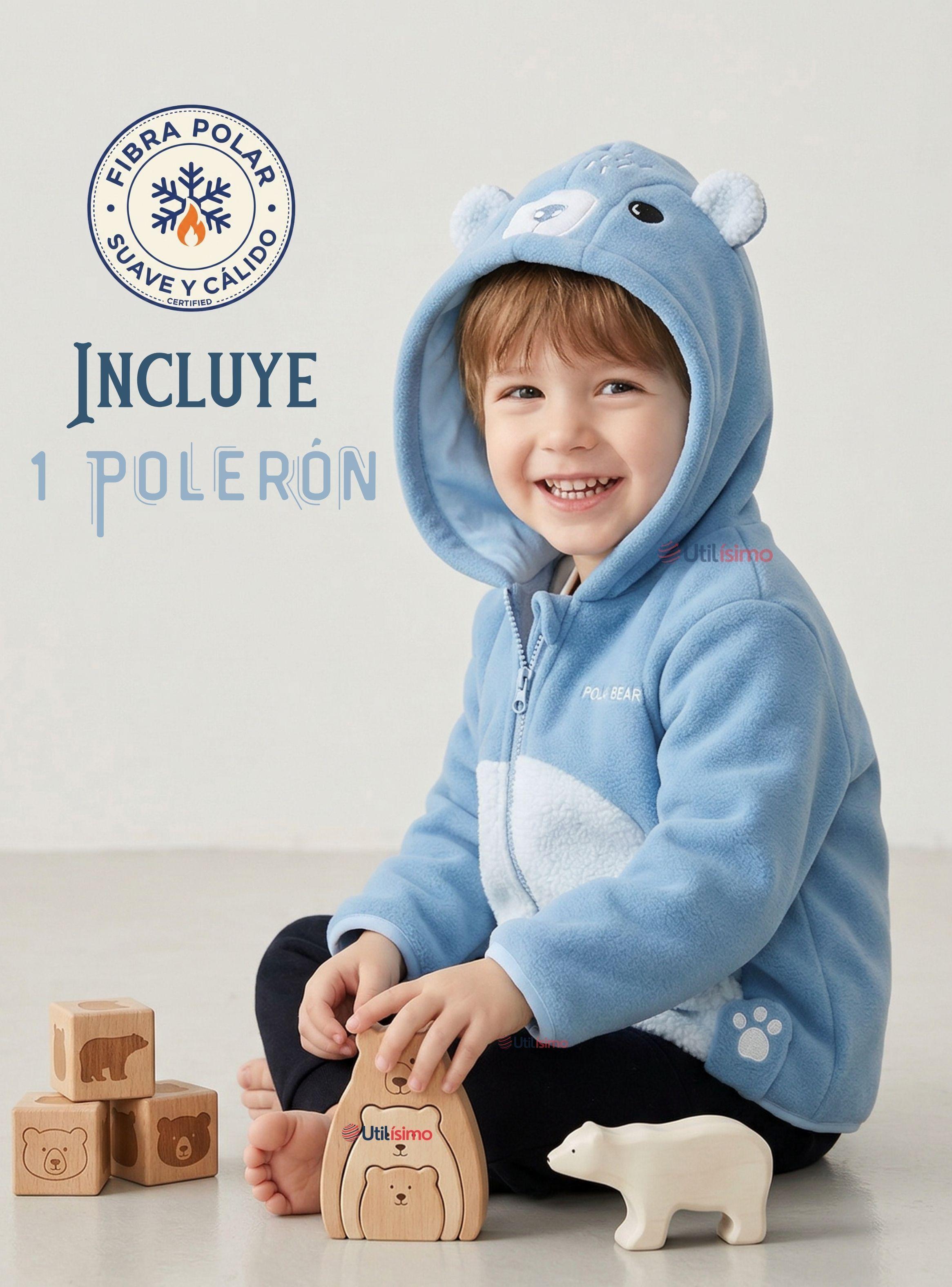 Polerón Polar Con Capucha Invierno Bebé Niño Arctic Bear Azul-2