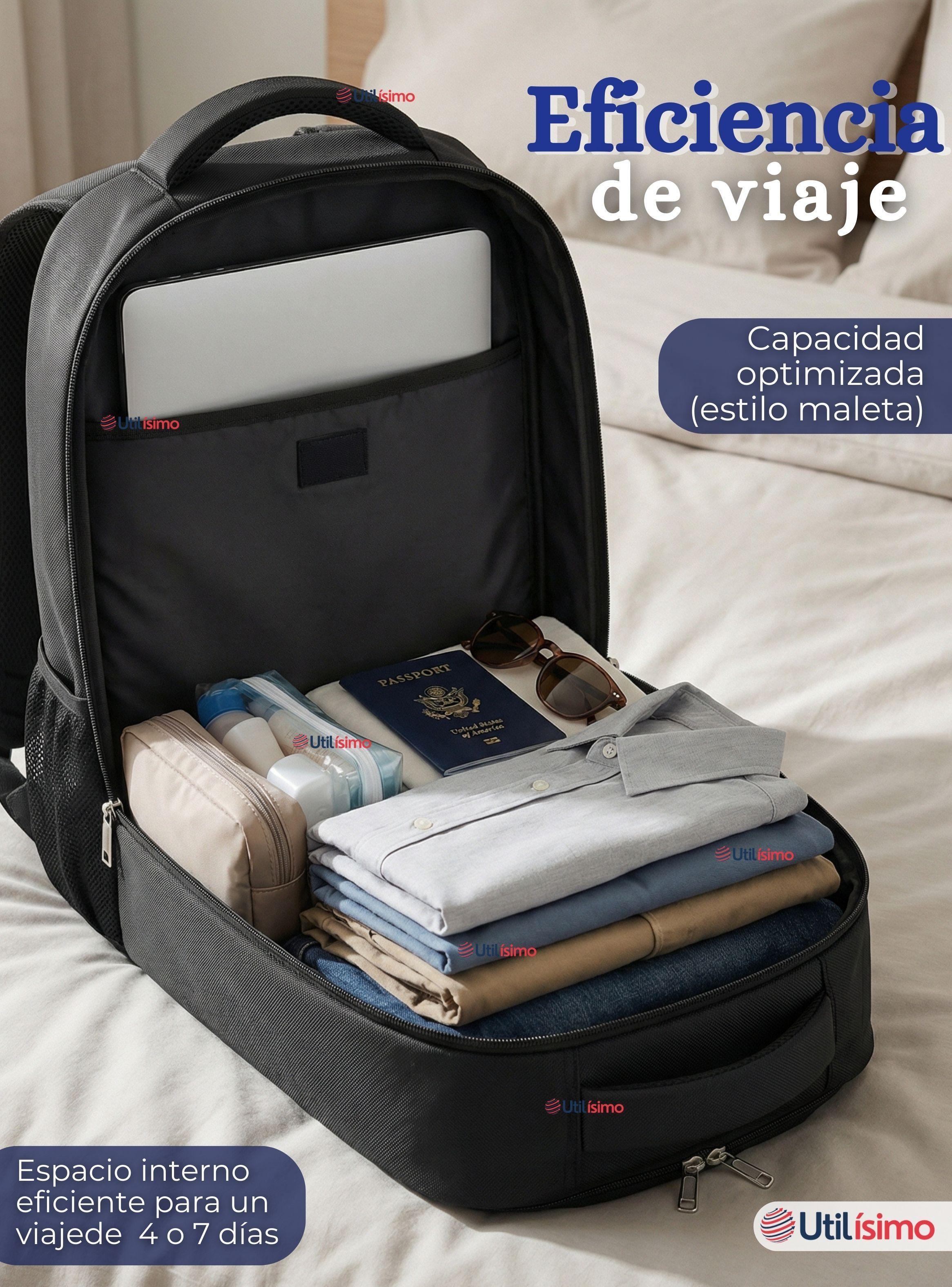 Mochila Jumbo Multifuncional Viaje Escolar Ejecutiva Impermeable Resistente Notebook 53cm Negro 28L-6