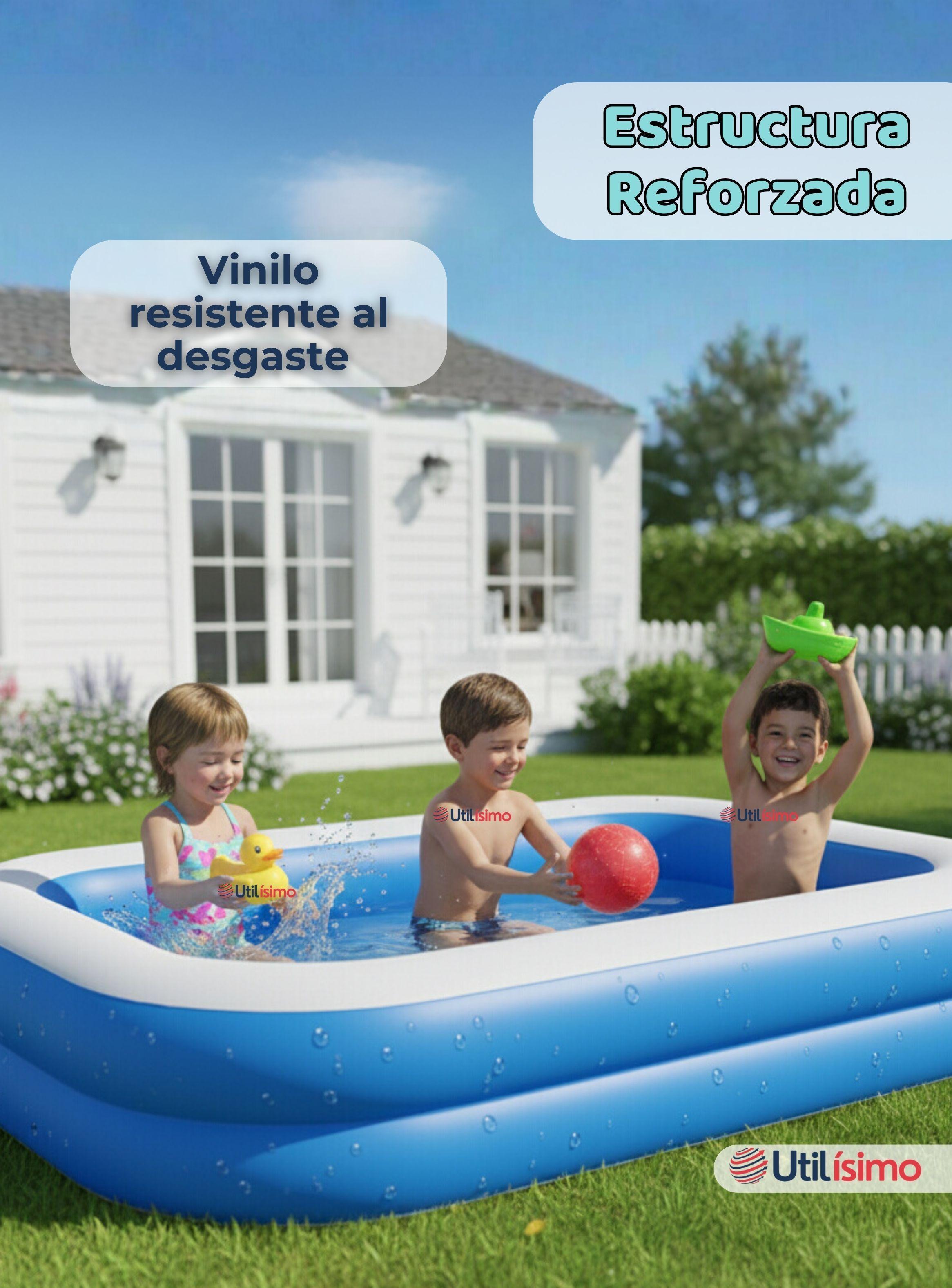 Piscina Inflable Rectangular de 200x120x40 CM Color Azul-5