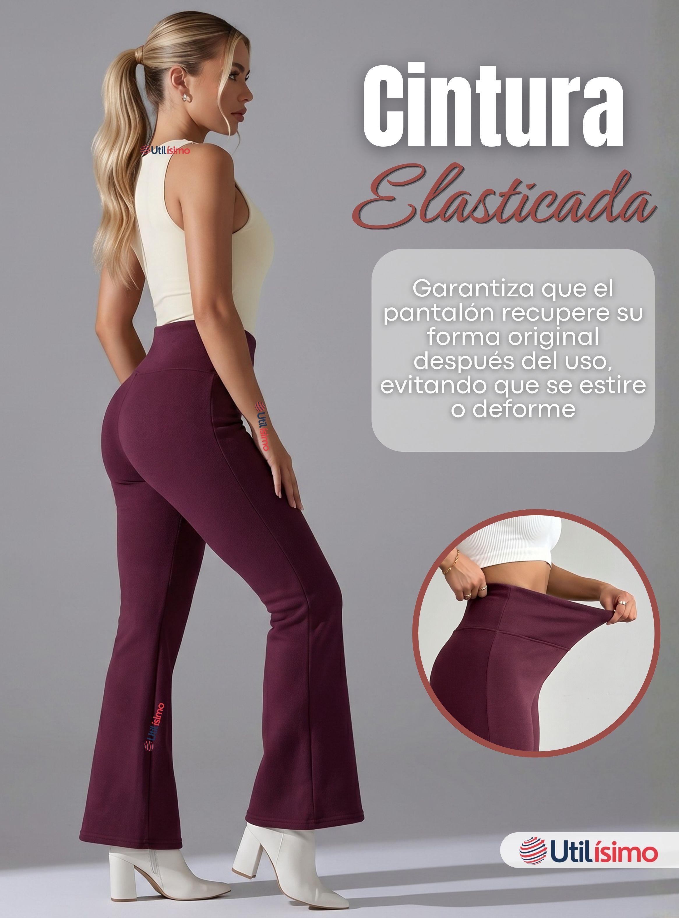 Calza Polar Con Chiporro Palazzo Mujer Elasticada Térmica Burdeo-7