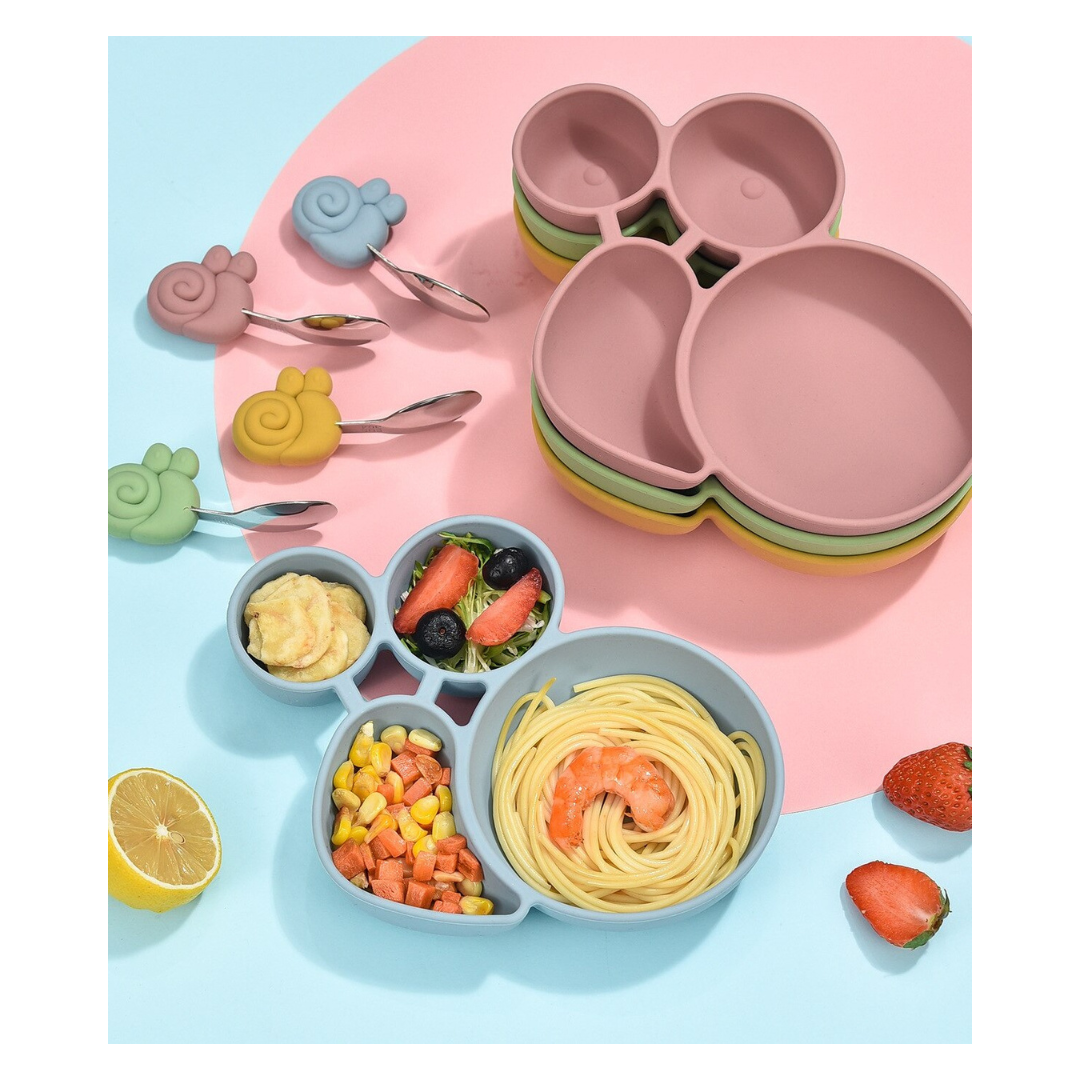 Set Plato Tenedor Cuchara Silicona Bebés Jump Kids-6