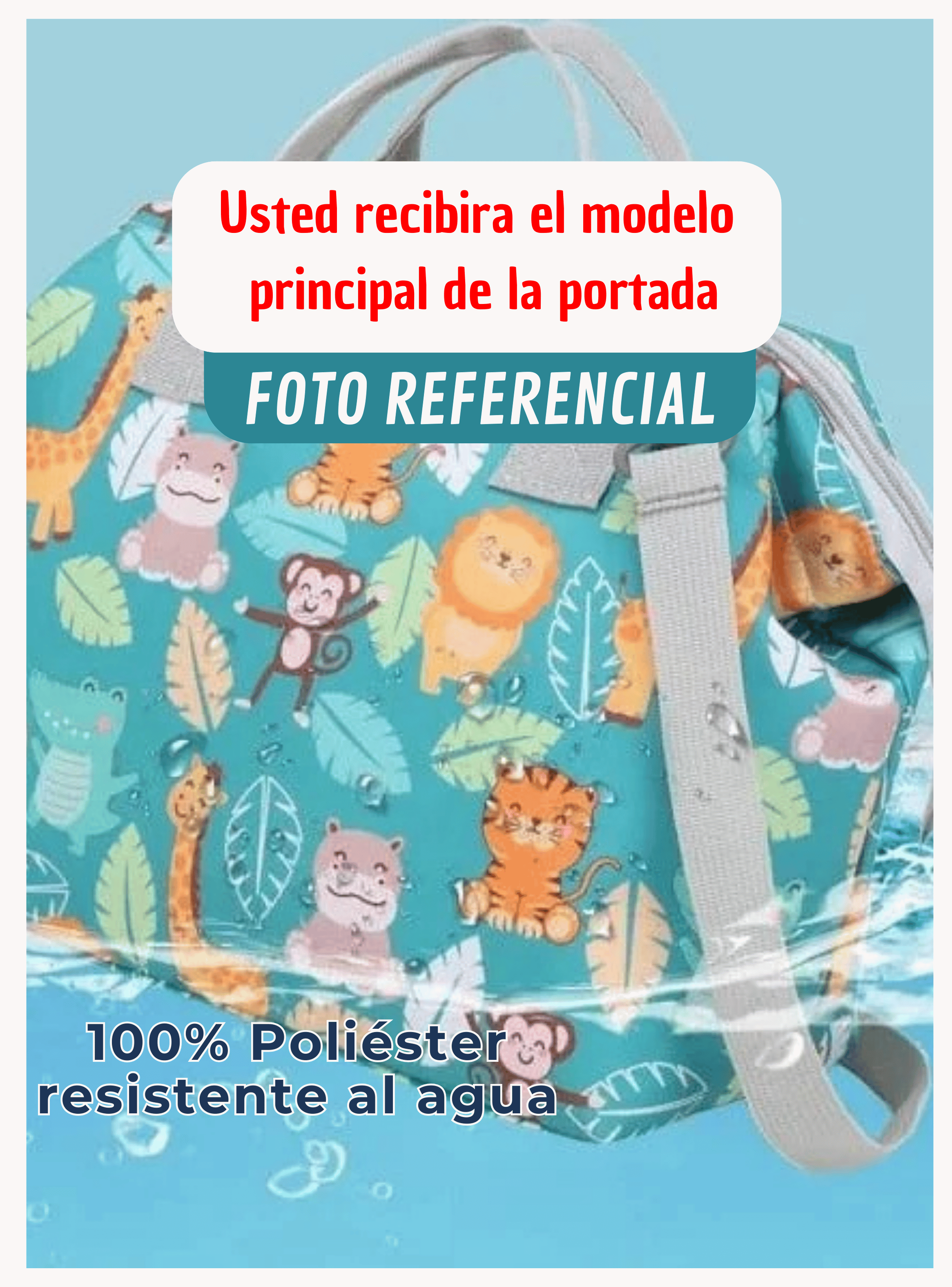Bolso Maternal Pañales Oxford 31cm Pañalera Portátil Multifuncional Estampada Pink Sheep-3