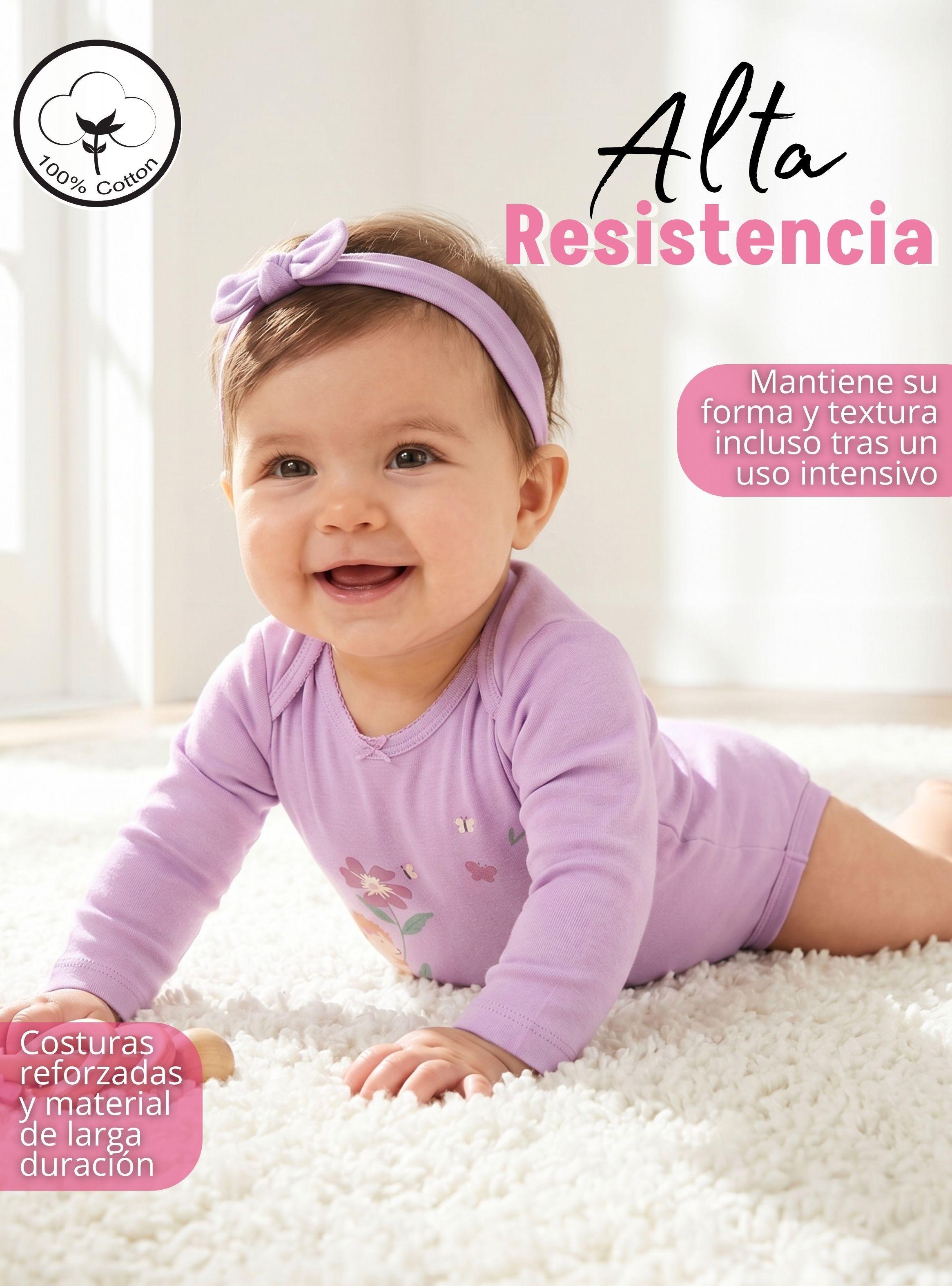 Pack 5 Bodys Manga Larga 100% Algodón Pink Blossom Tedmimak de Bebé Niña-6