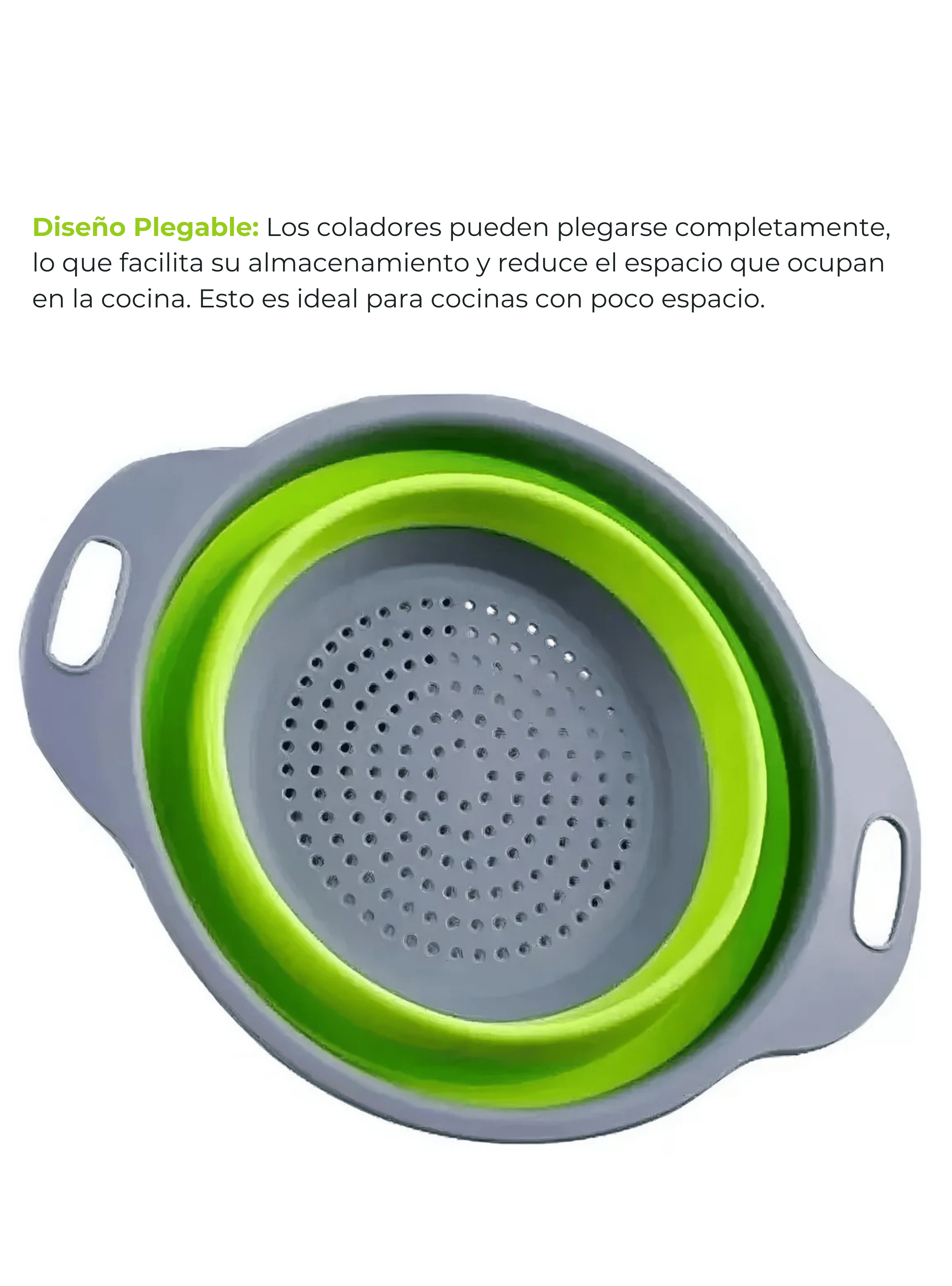 Colador Plegable Silicona Escurridor Redondo Cocina Frutas Verduras-2