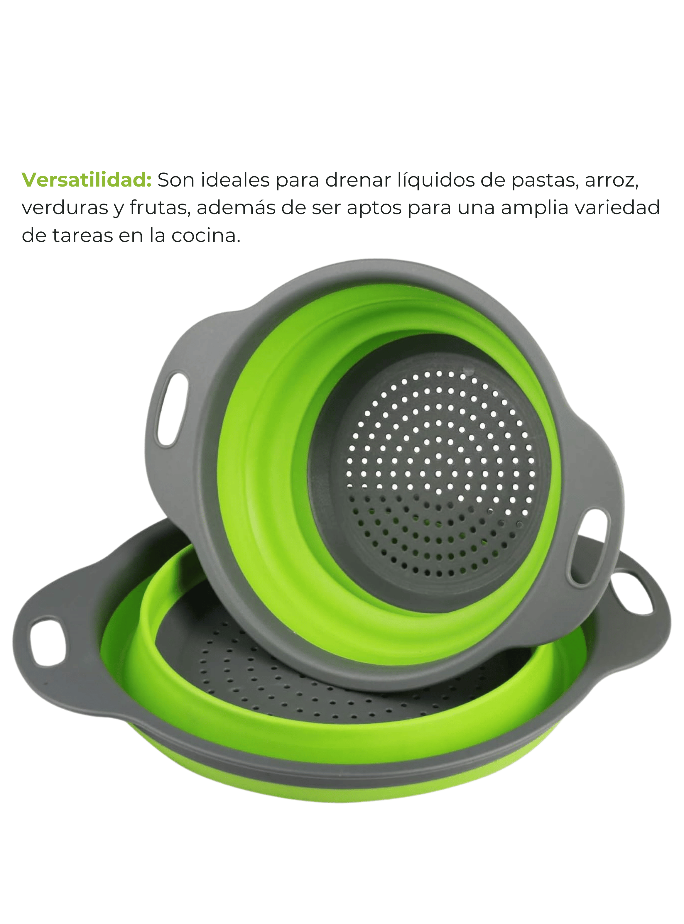 Colador Plegable Silicona Escurridor Redondo Cocina Frutas Verduras-3