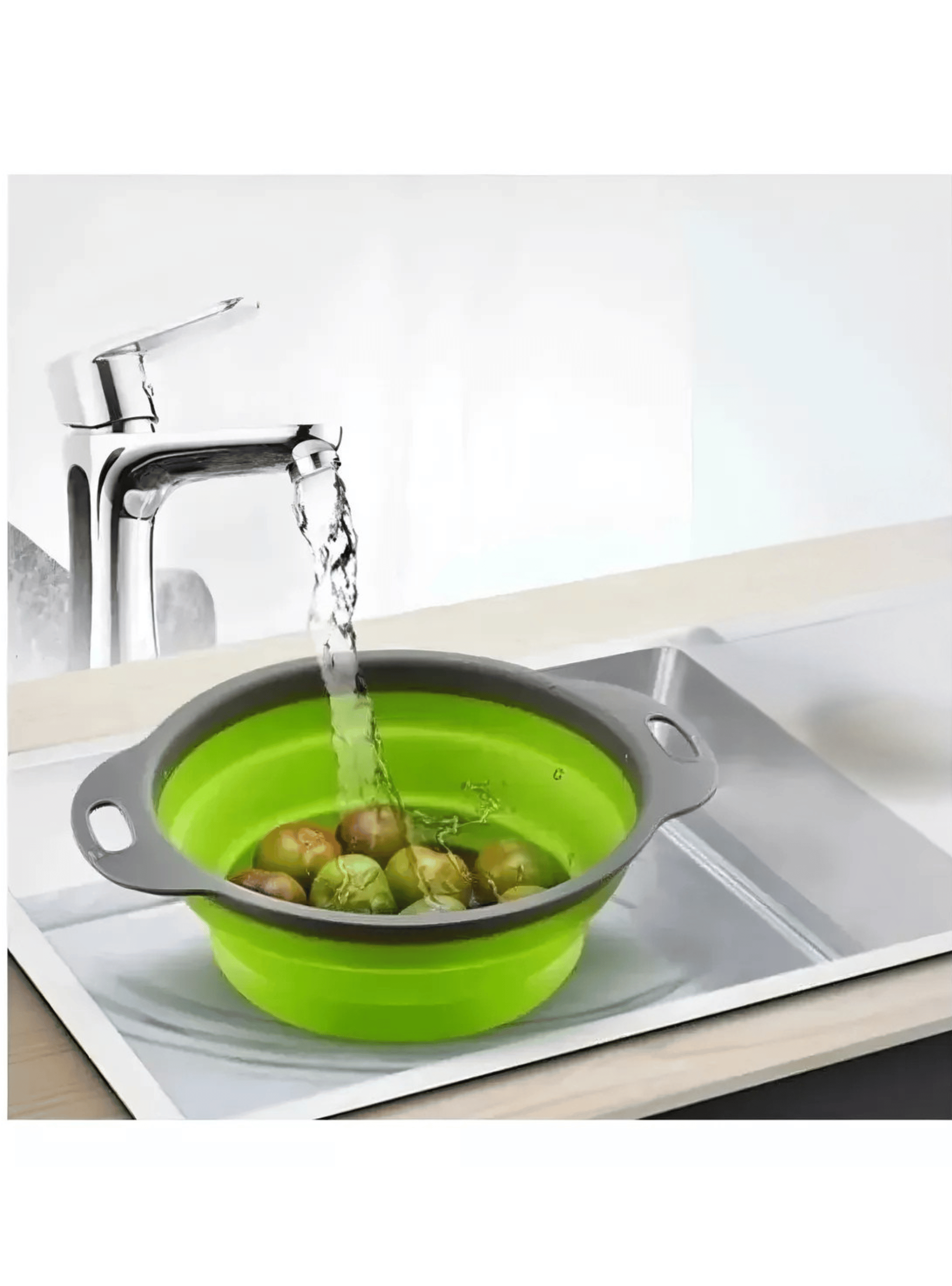 Colador Plegable Silicona Escurridor Redondo Cocina Frutas Verduras-5