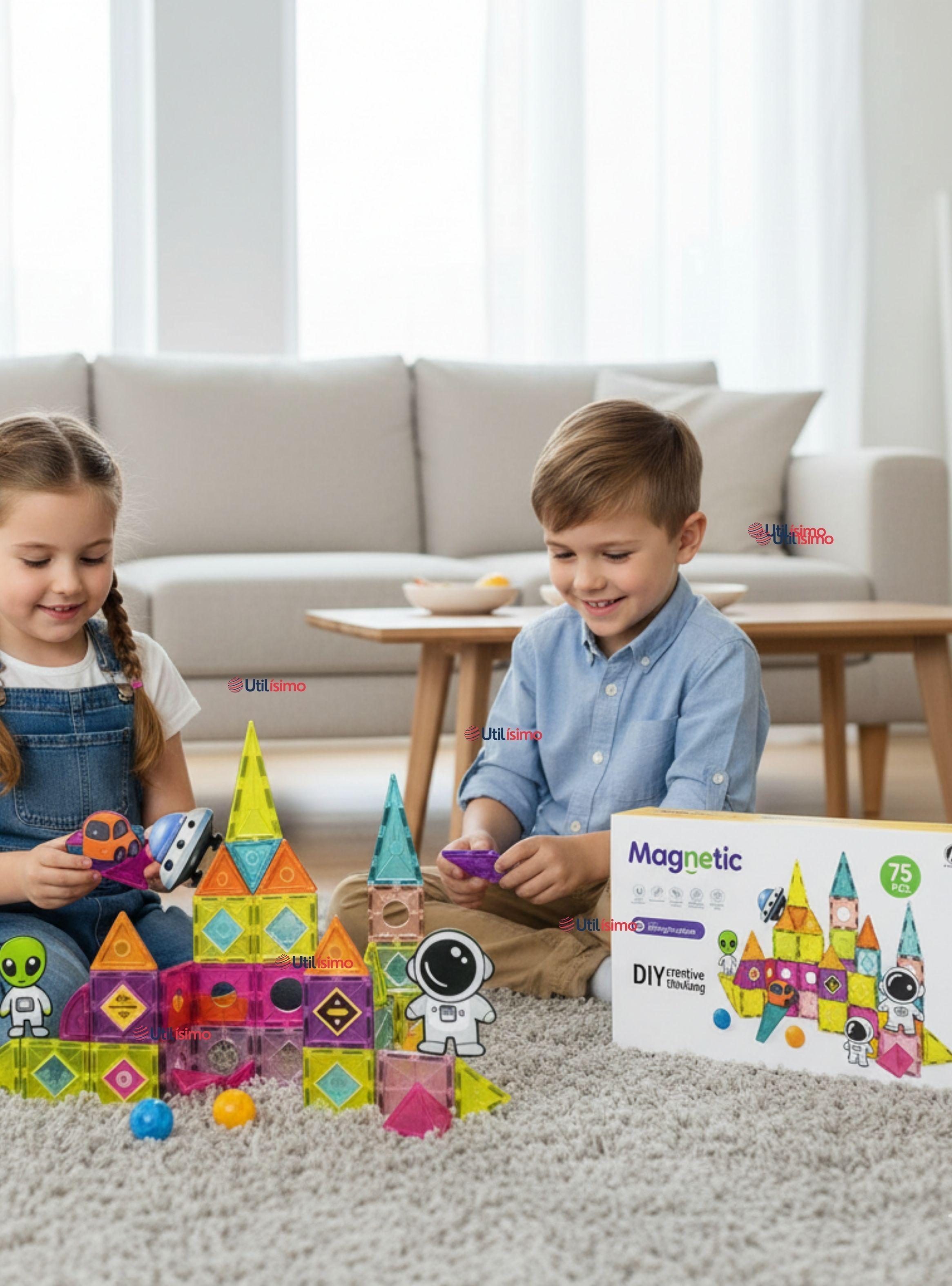 Juego de Bloques De Construcción Magnéticos 3D de 70 Piezas para Niño o Niña-0