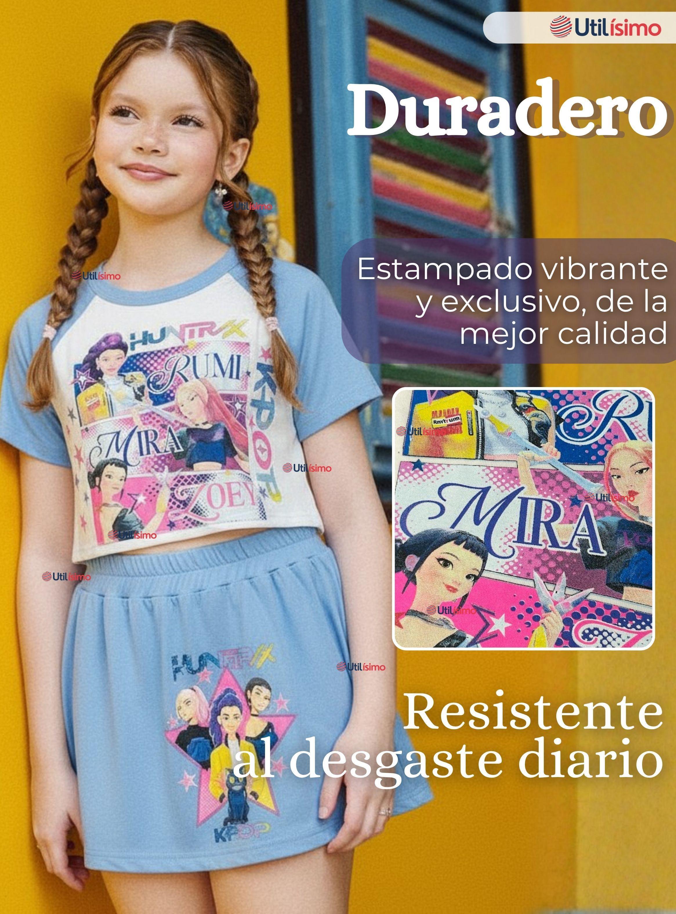 Conjunto Huntrix 100% Algodón Crop Top y Falda Short Niña HUNTR/X Demon Hunters Rumi Mira Zoey-4