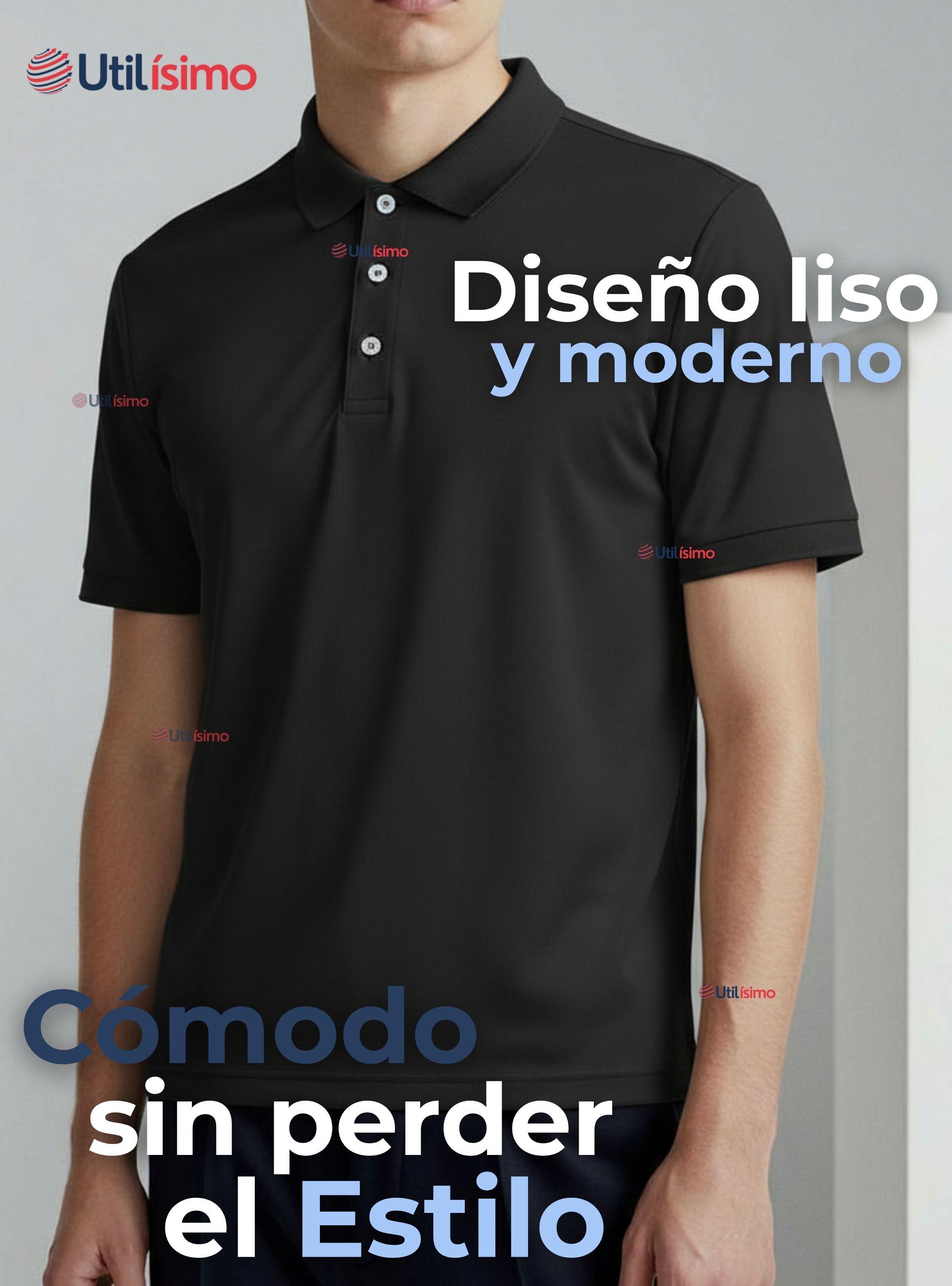 Polera Pique Premium 200g Manga Corta 100% Algodón Suave Chemise Negro Hombre-4
