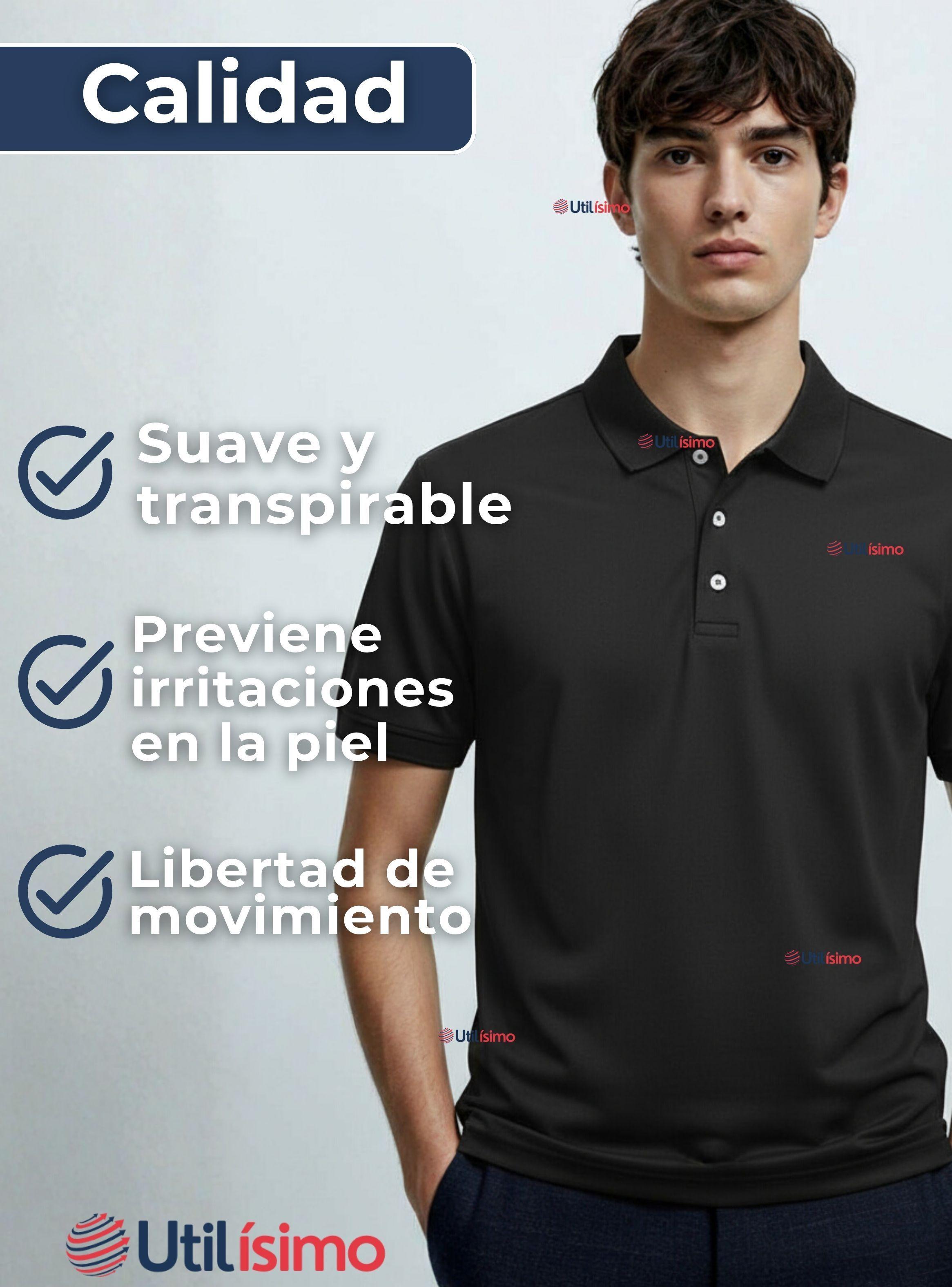 Polera Pique Premium 200g Manga Corta 100% Algodón Suave Chemise Negro Hombre-5