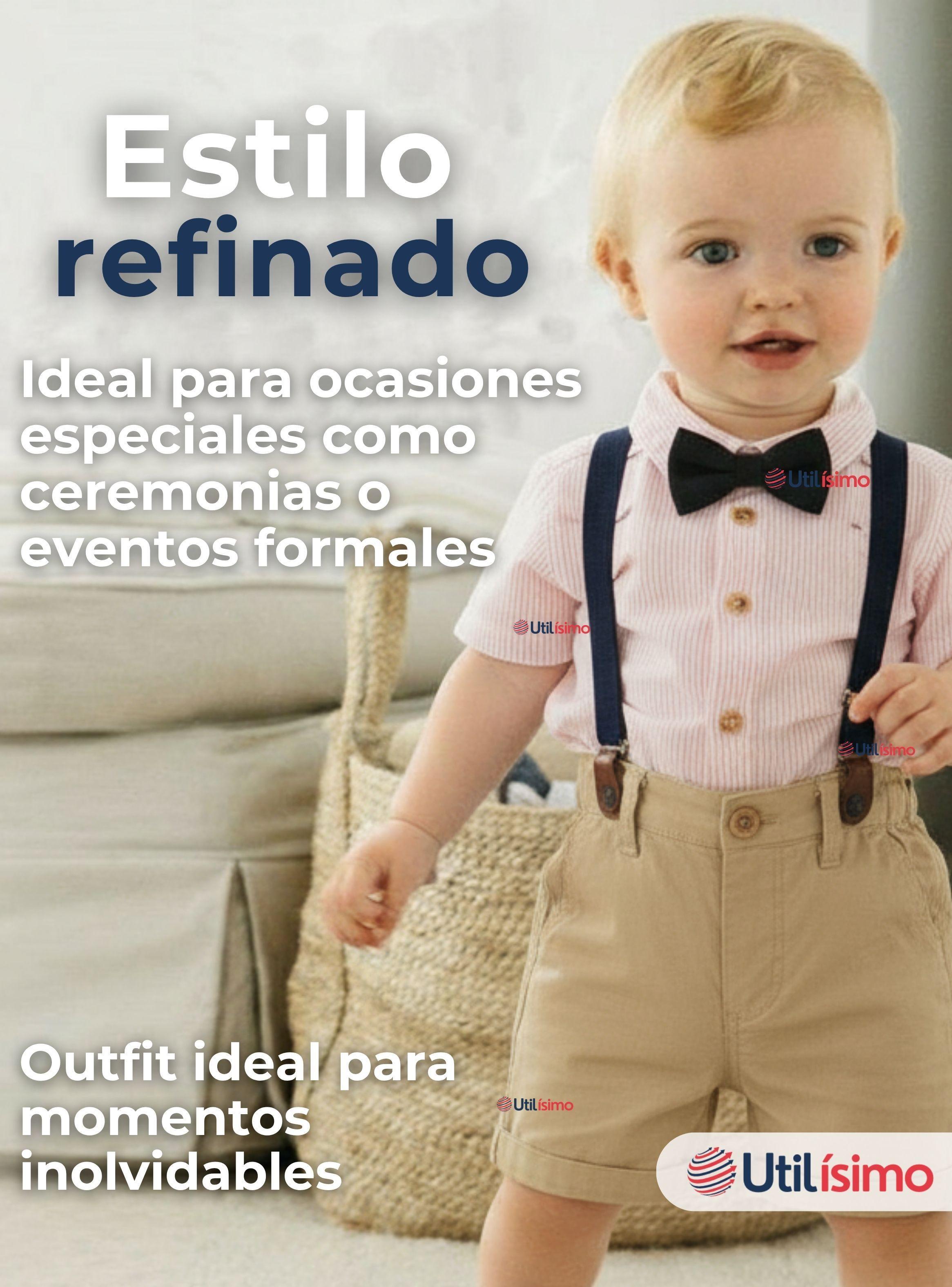Conjunto de Vestir con Tirantes Camisa Rosada Pantalón Corto Algodón Bebe-5