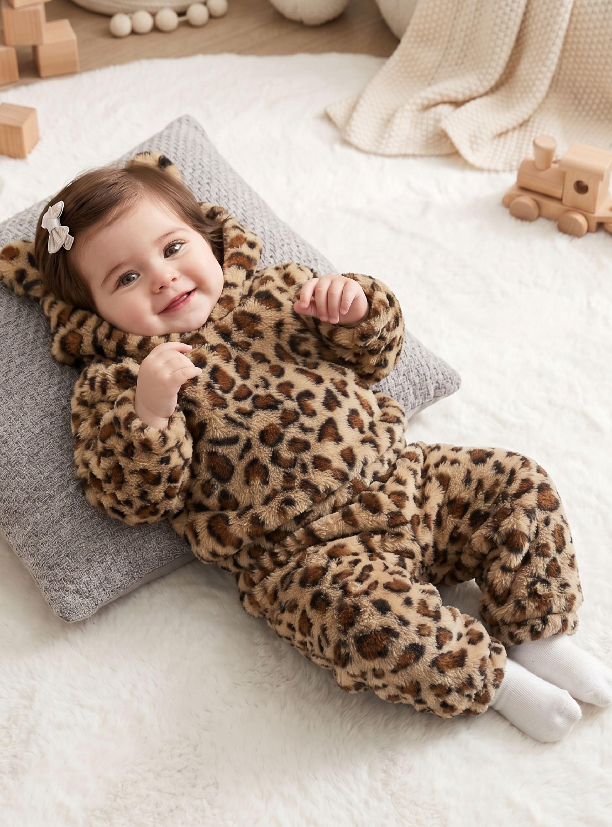 Conjunto 2 Piezas Buzo Polerón Con Capucha Polar Niña Animal Print-0