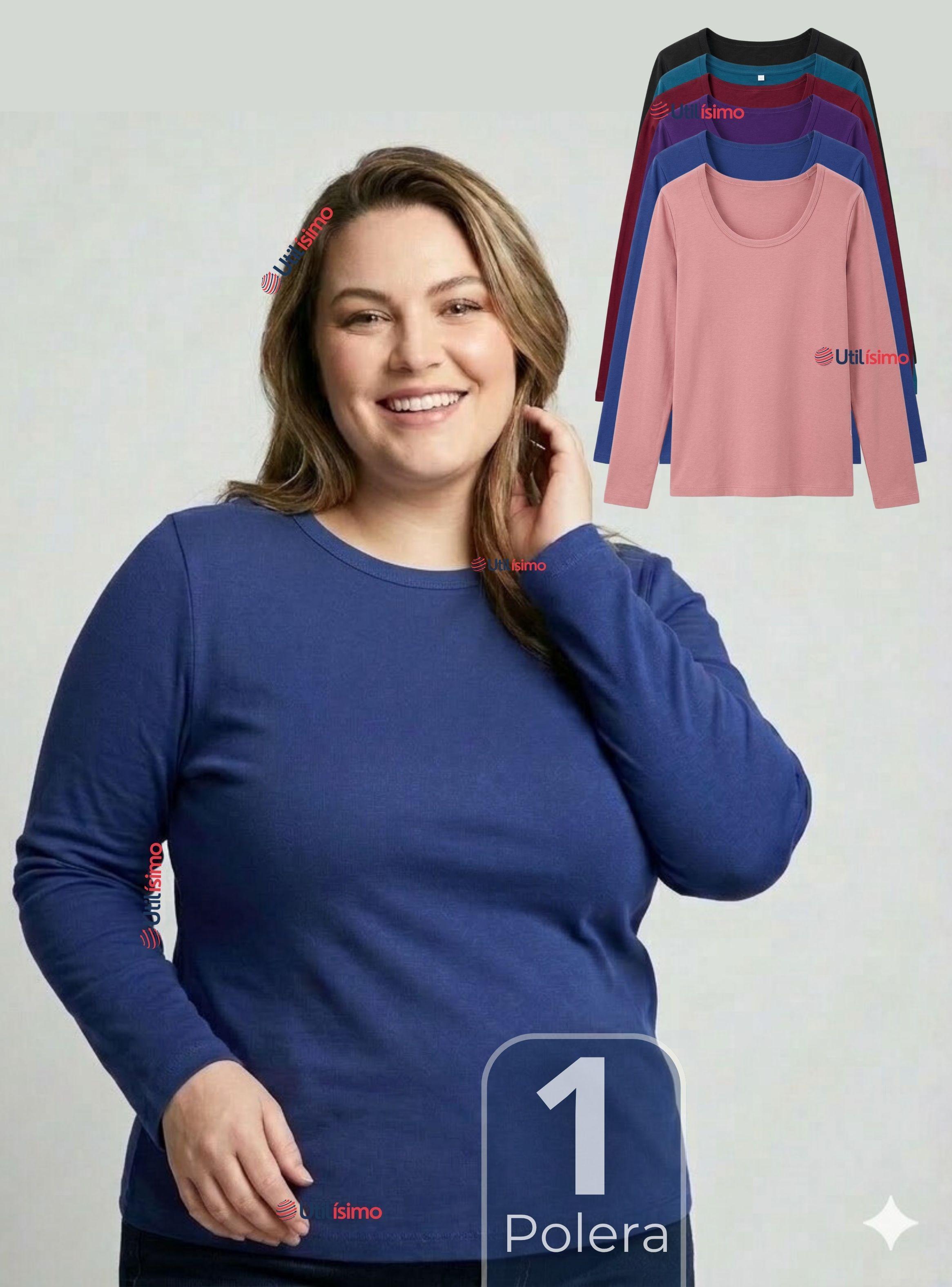 Camiseta Polera Bambú Primera Capa Manga Larga de Color Surtidos Mujer-0