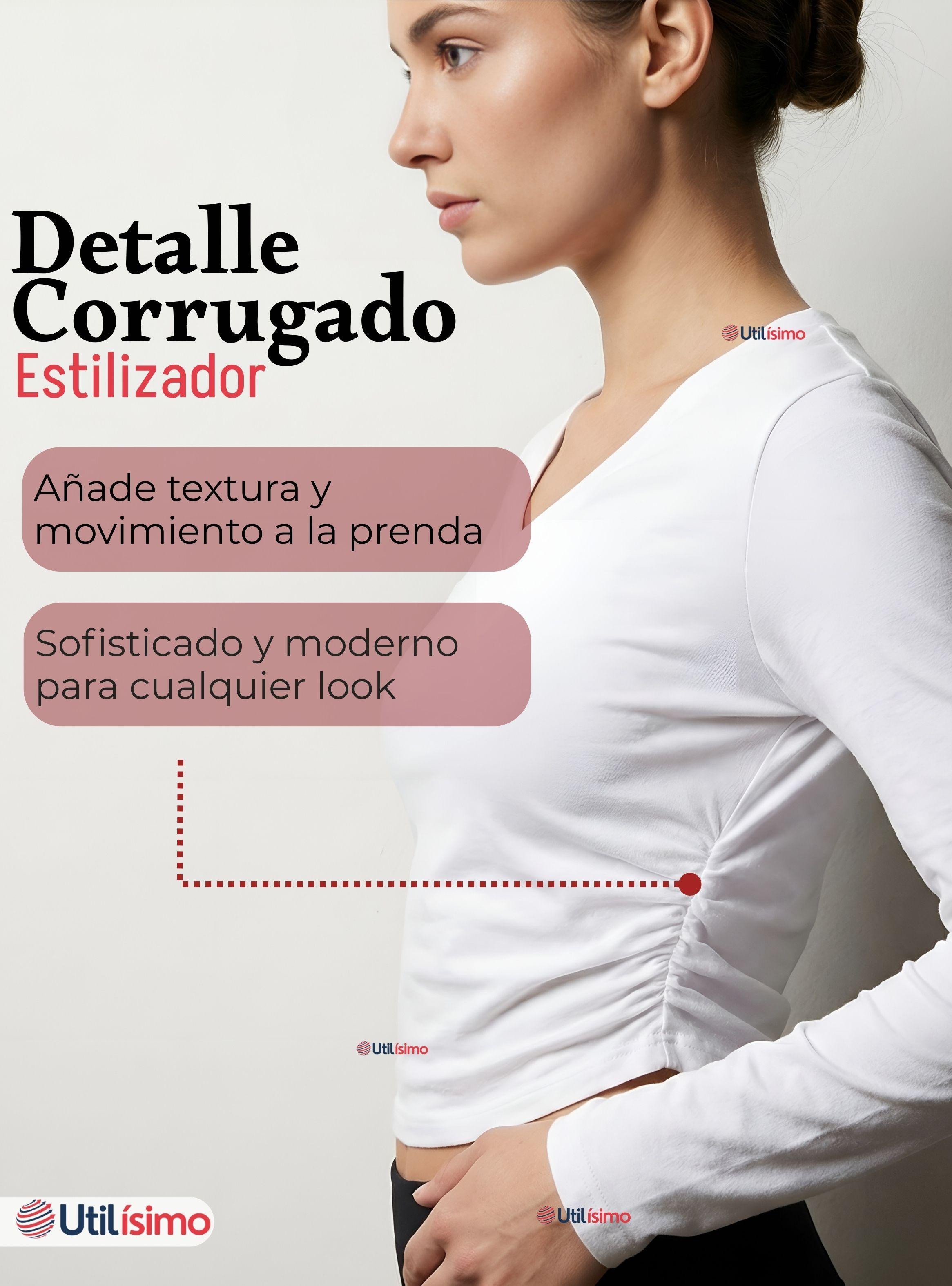 Pack 3 Camisetas Polar Polera Cuello V Mujer Manga Larga Tela Acanalada de Colores Surtidos-7