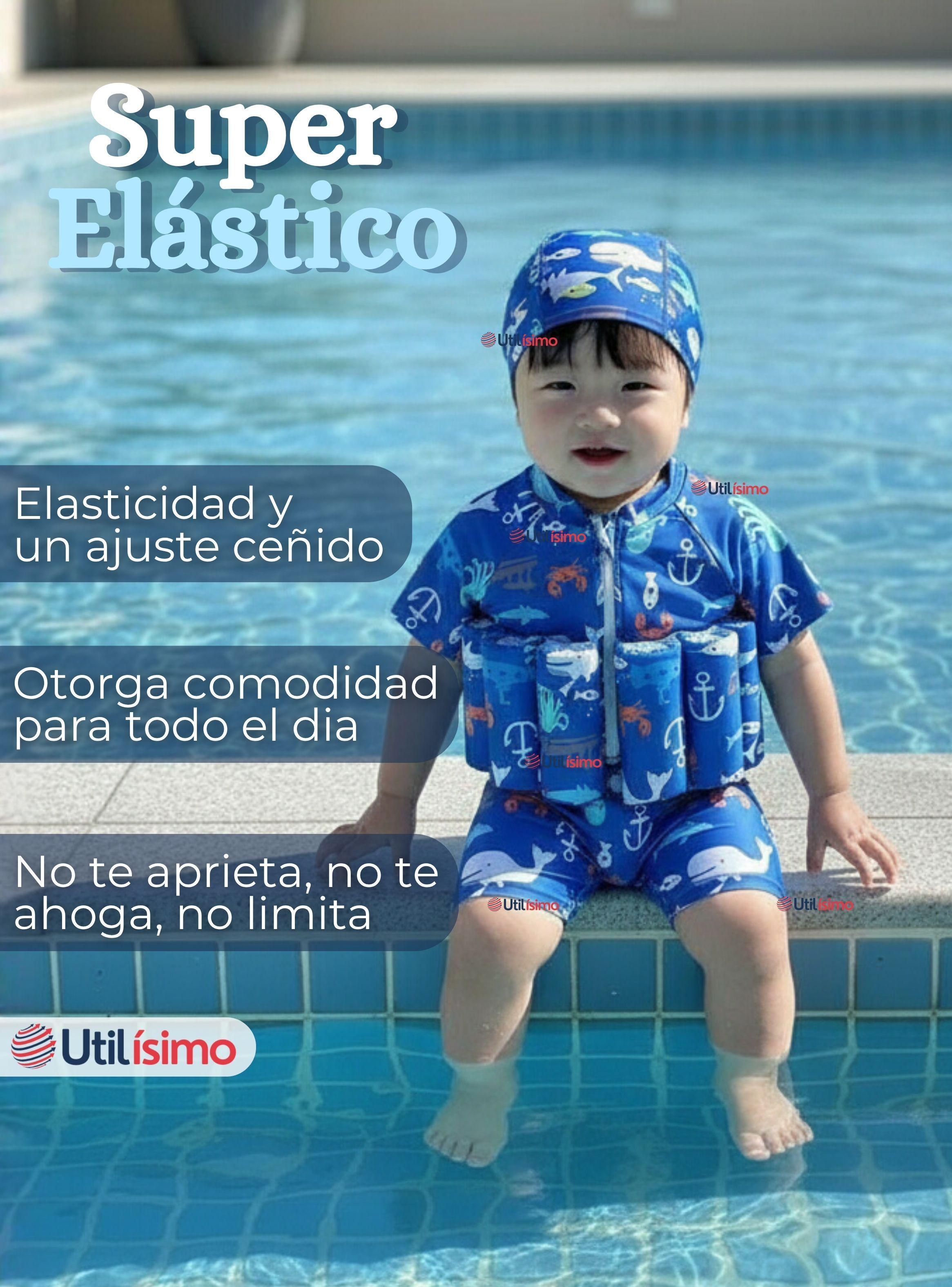 Traje de Baño Flotador Enterito Con Gorro para Niños 2 Piezas 9 a 36 Meses Blue Sea-5