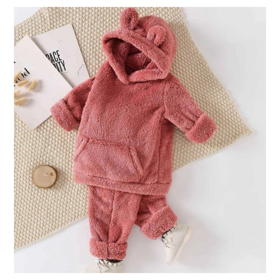 Set Invierno 2 Piezas Polerón Capucha y Pantalón Niña Rosa Oscuro Jump Kids-1