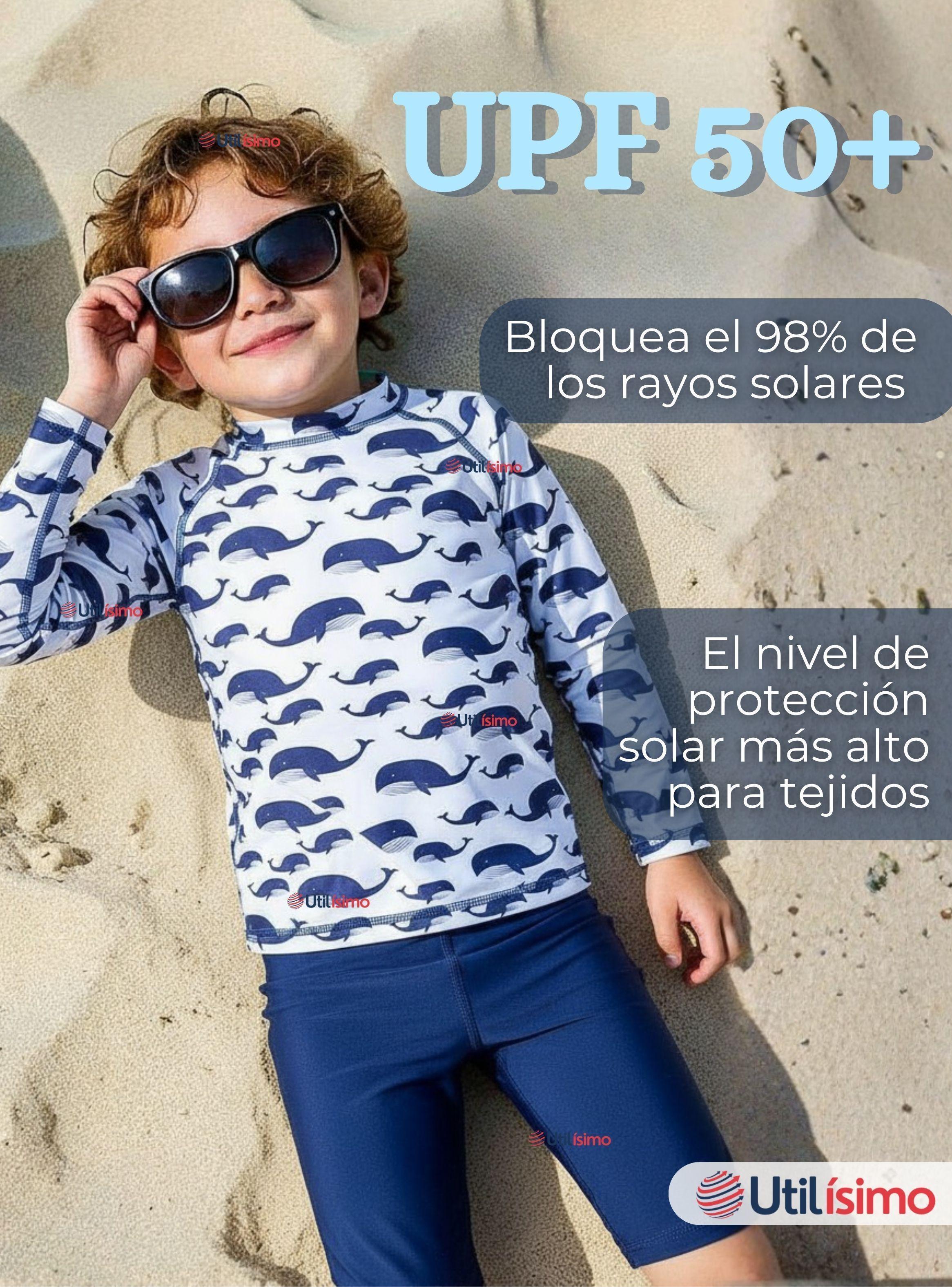 Traje de Baño Manga Larga Pantalón Largo 2 Piezas Corte Split Para Niños 3 a 9 años White Whale-5