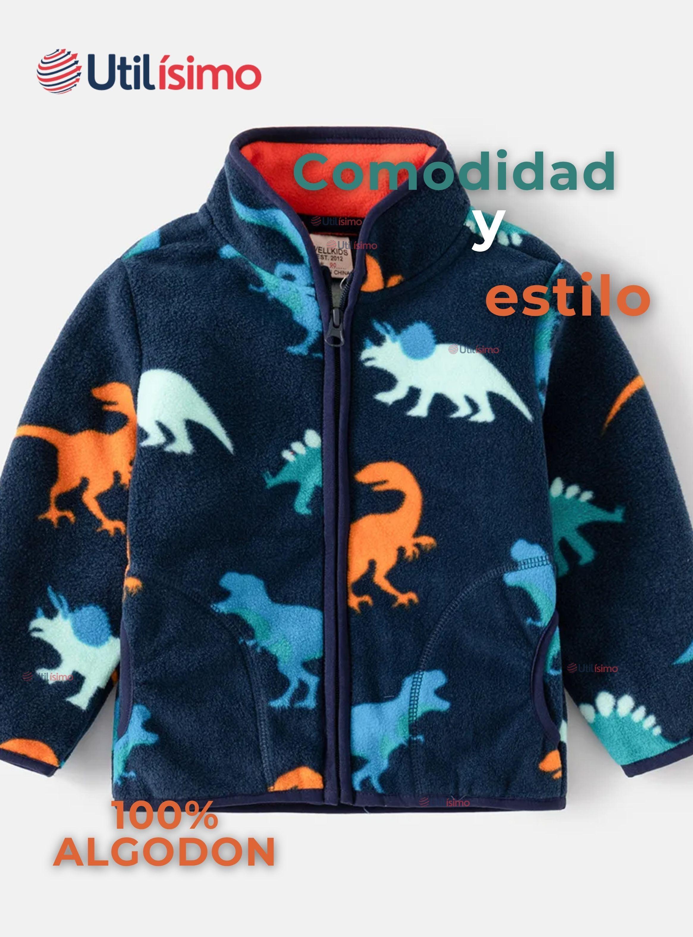 Chaqueta Polar Niño Manga Larga  Azul Dinosaurios -1