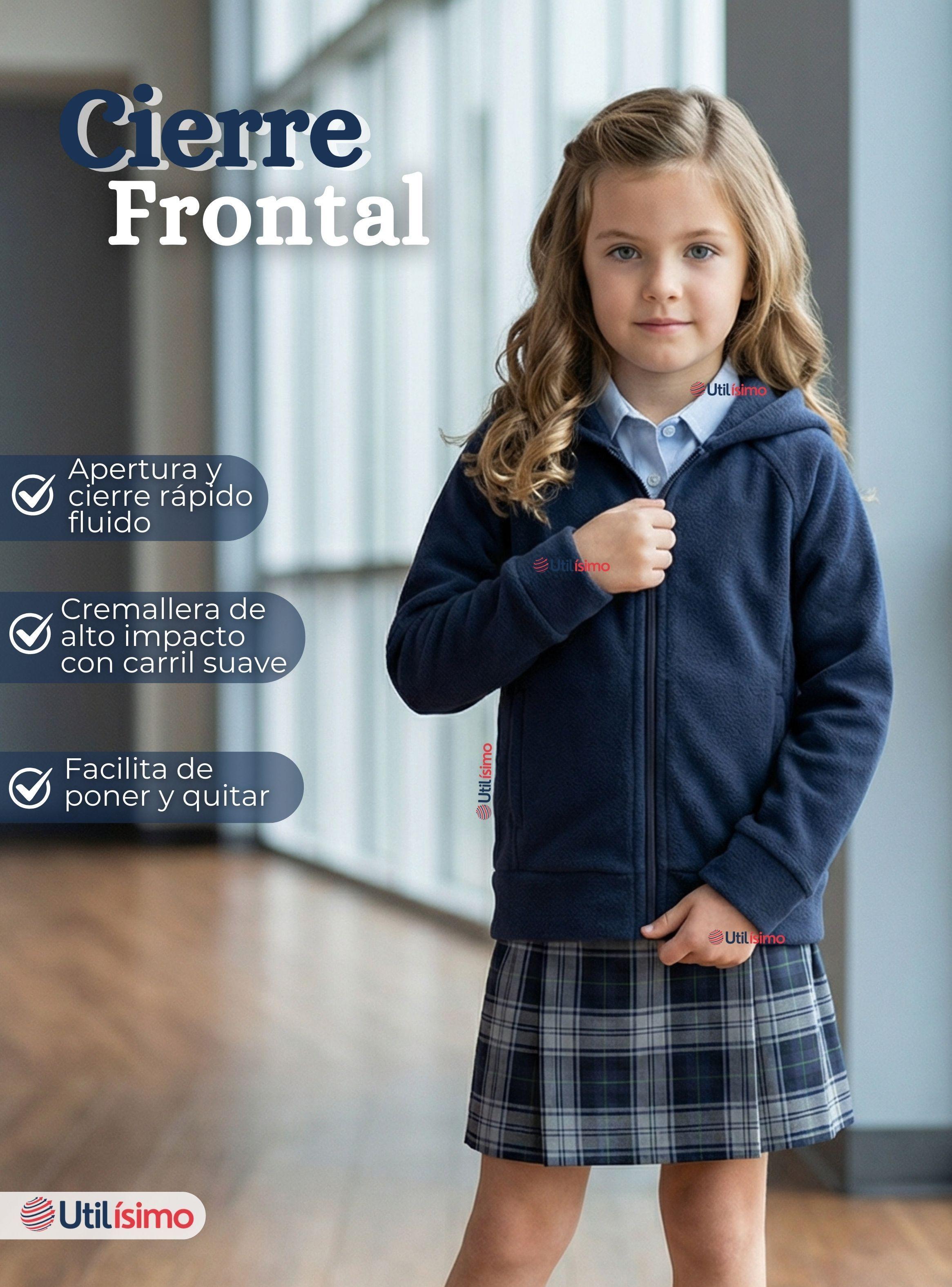 Polerón Escolar Polar Con Capucha Niña Unisex de Color Azul 5 a 12 años-5