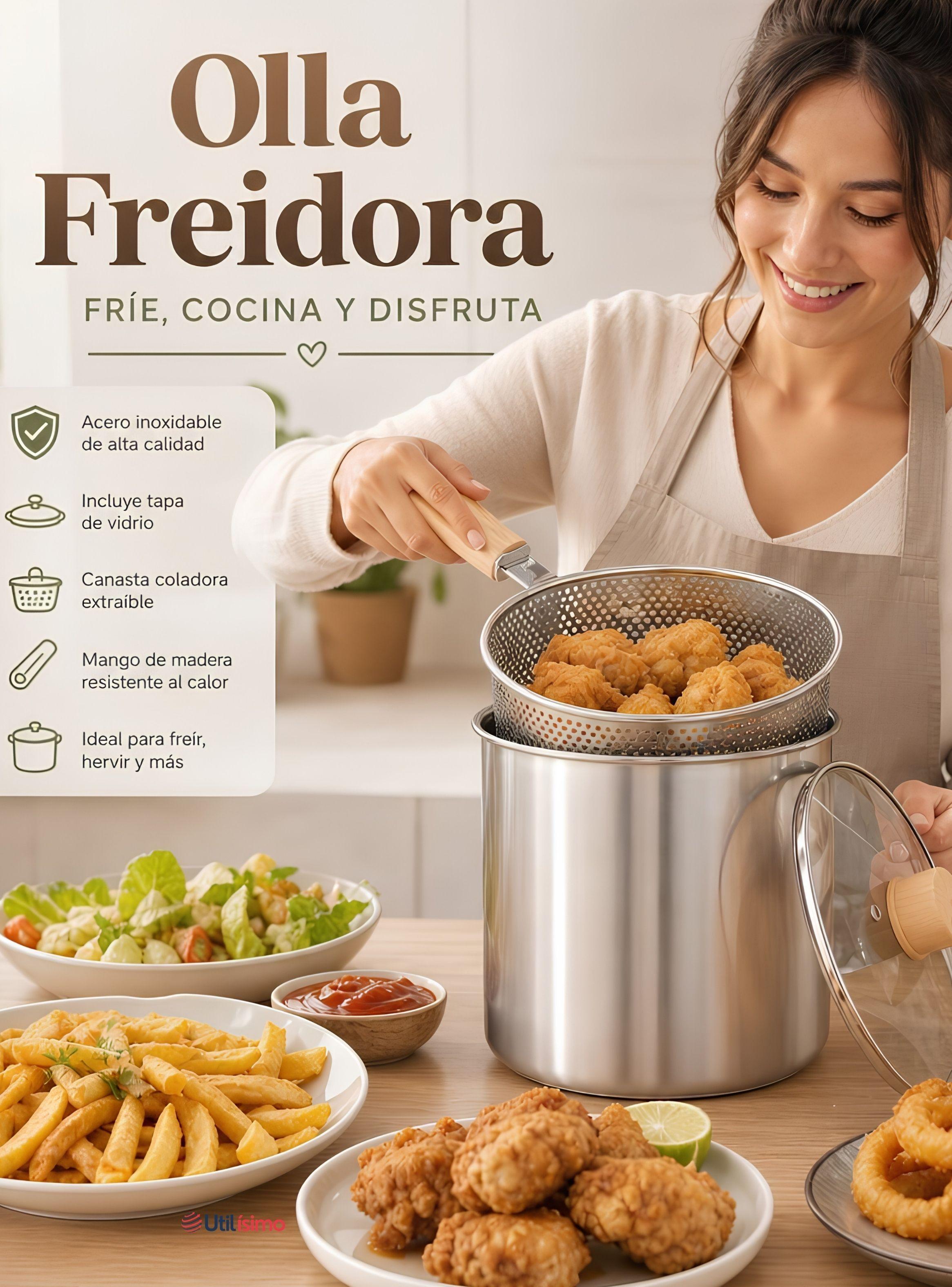 Olla Freidora Multiusos 3 en 1 Capacidad de 3.5L Acero Inoxidable-3