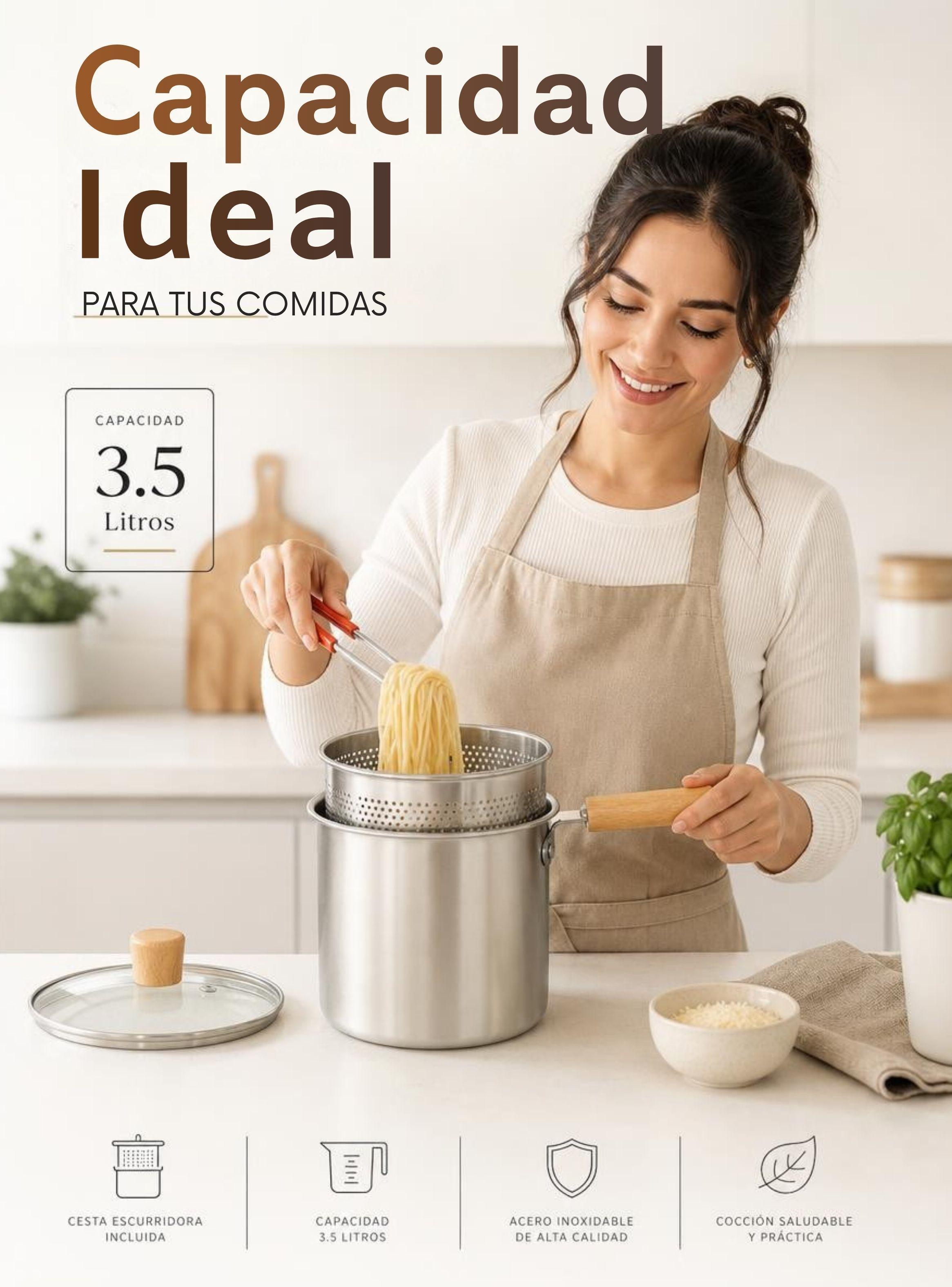 Olla Freidora Multiusos 3 en 1 Capacidad de 3.5L Acero Inoxidable-4