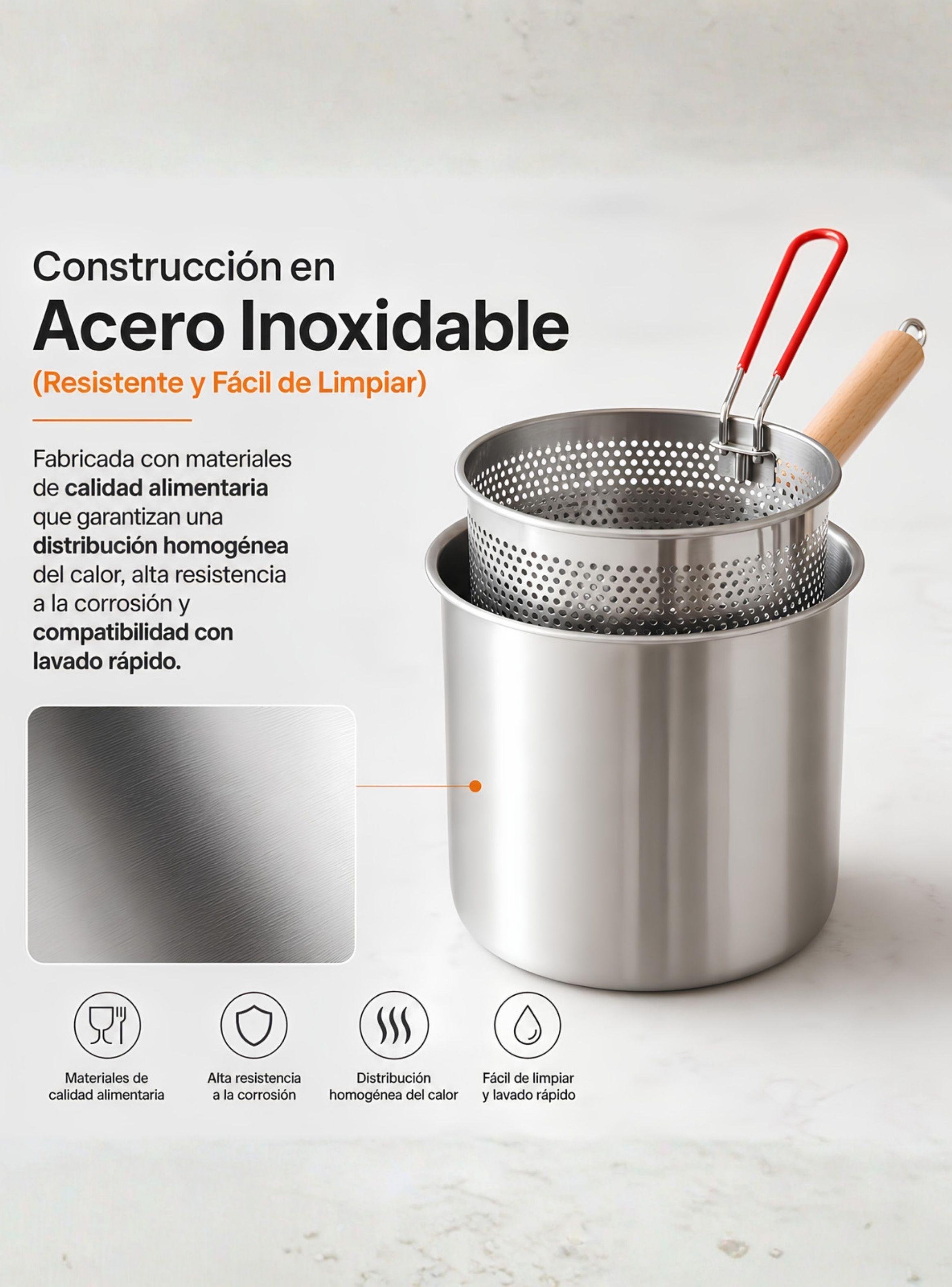 Olla Freidora Multiusos 3 en 1 Capacidad de 3.5L Acero Inoxidable-6