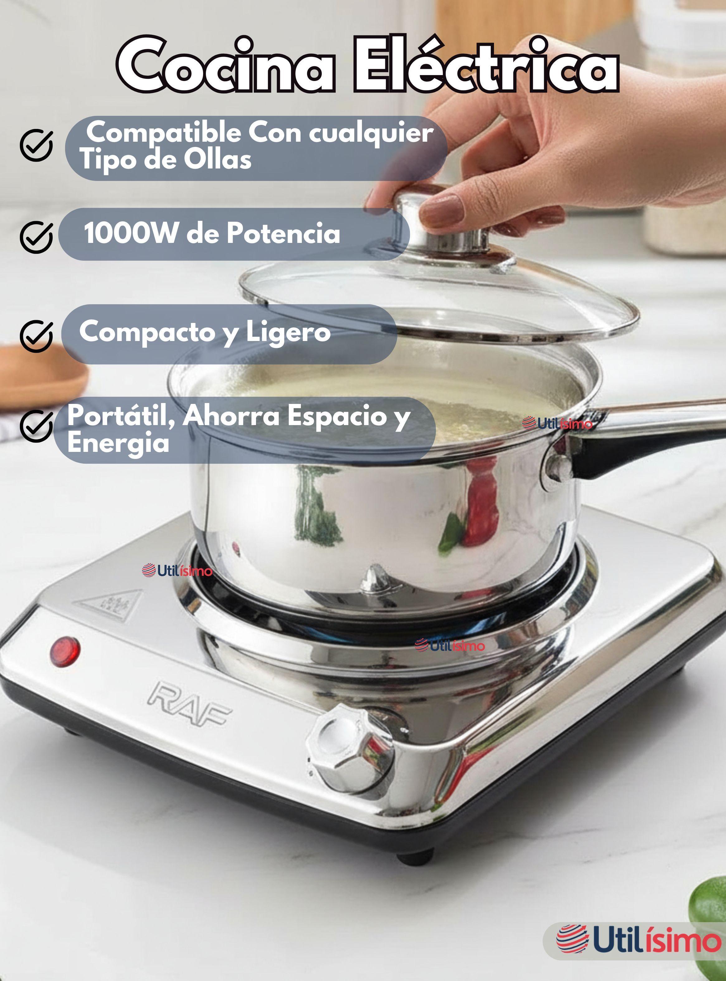 Cocina Eléctrica 1 Plato Cocinilla Acero Inoxidable Encimera 1000W-2