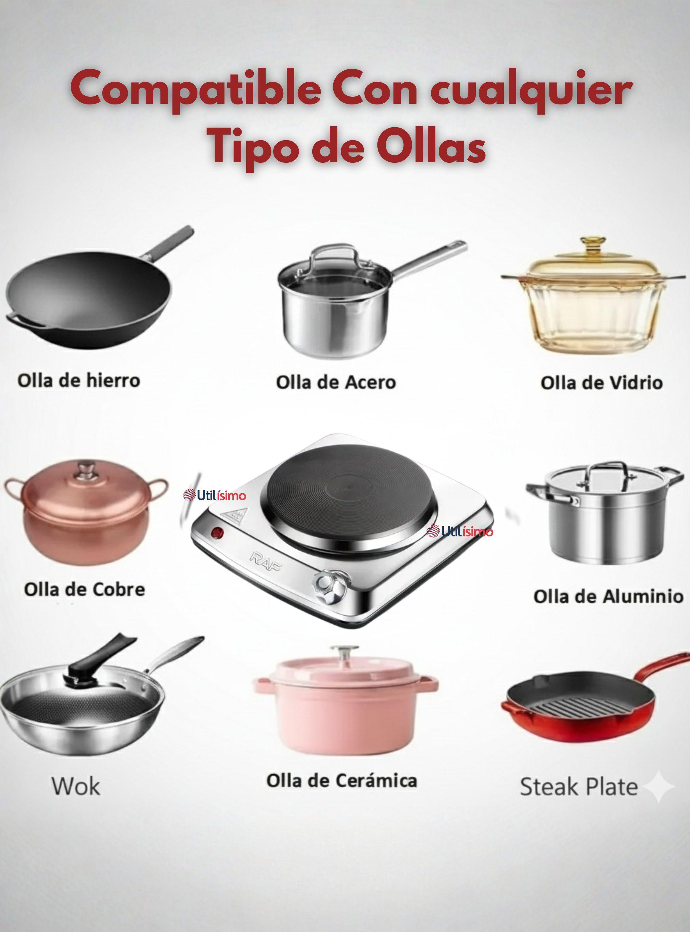 Cocina Eléctrica 1 Plato Cocinilla Acero Inoxidable Encimera 1000W-4
