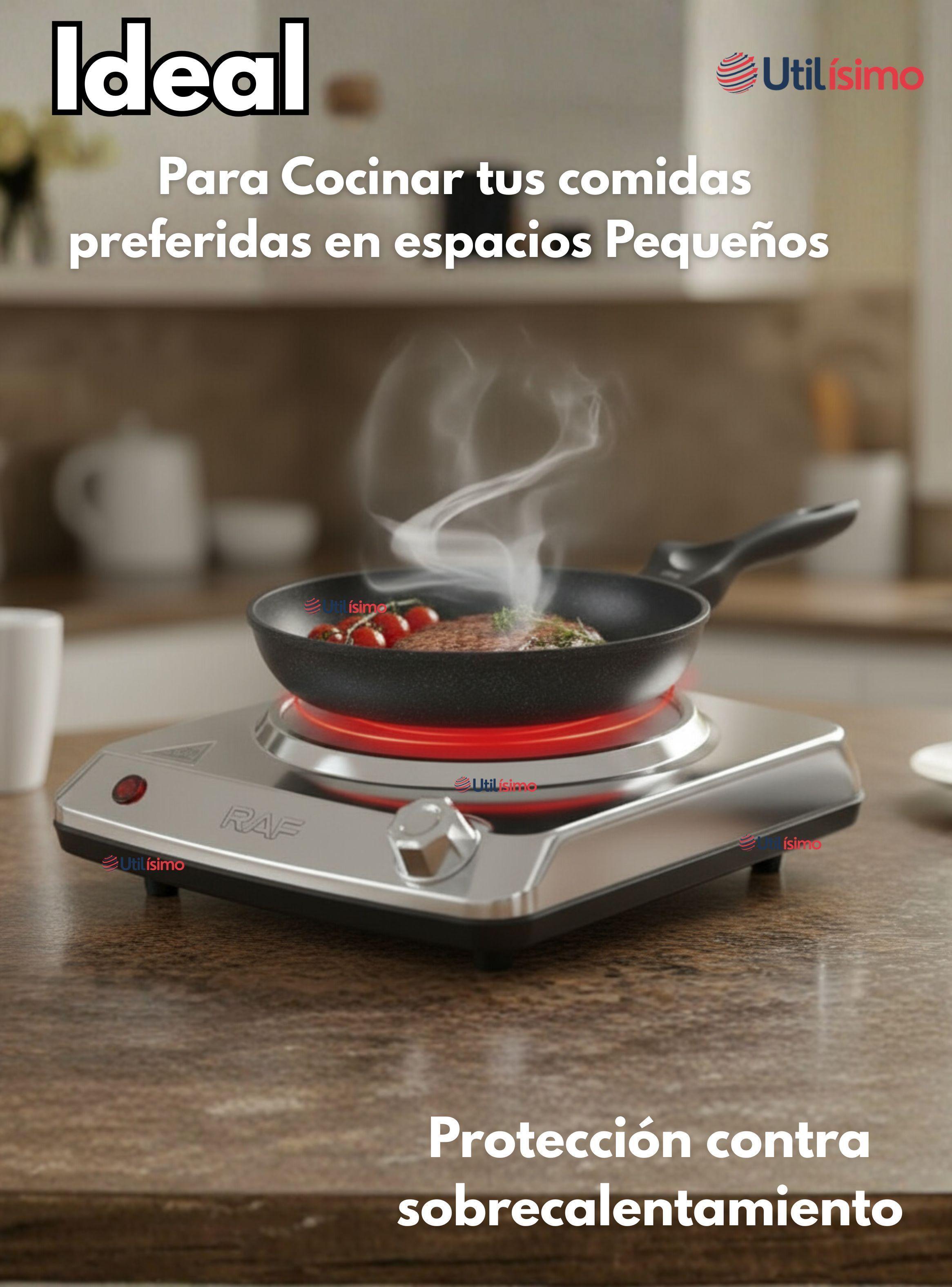 Cocina Eléctrica 1 Plato Cocinilla Acero Inoxidable Encimera 1000W-5