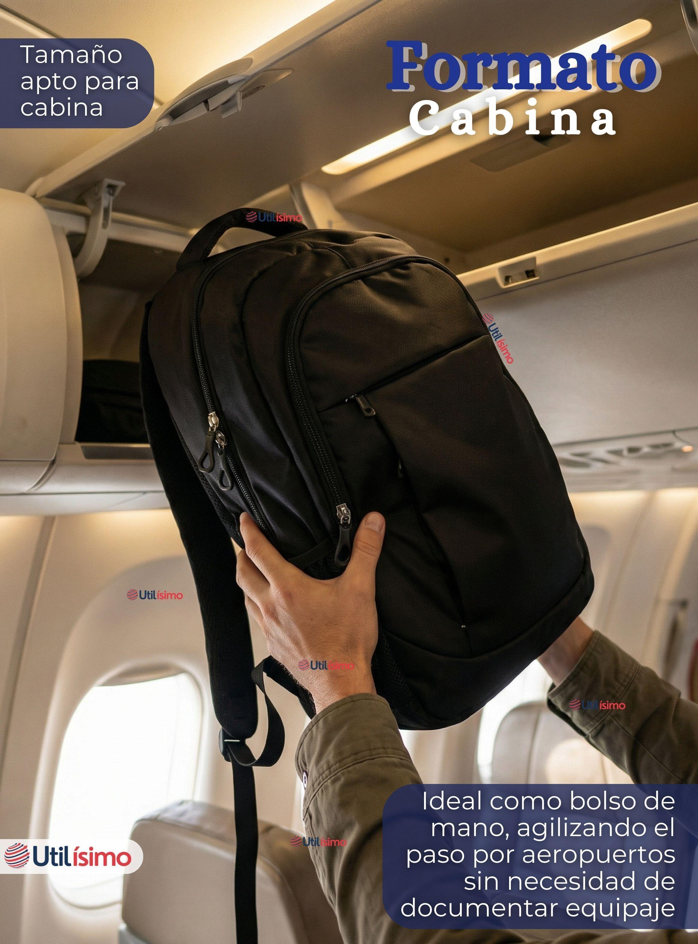 Mochila Viaje Cabina Impermeable Resistente Notebook 49cm Negro 25L-3