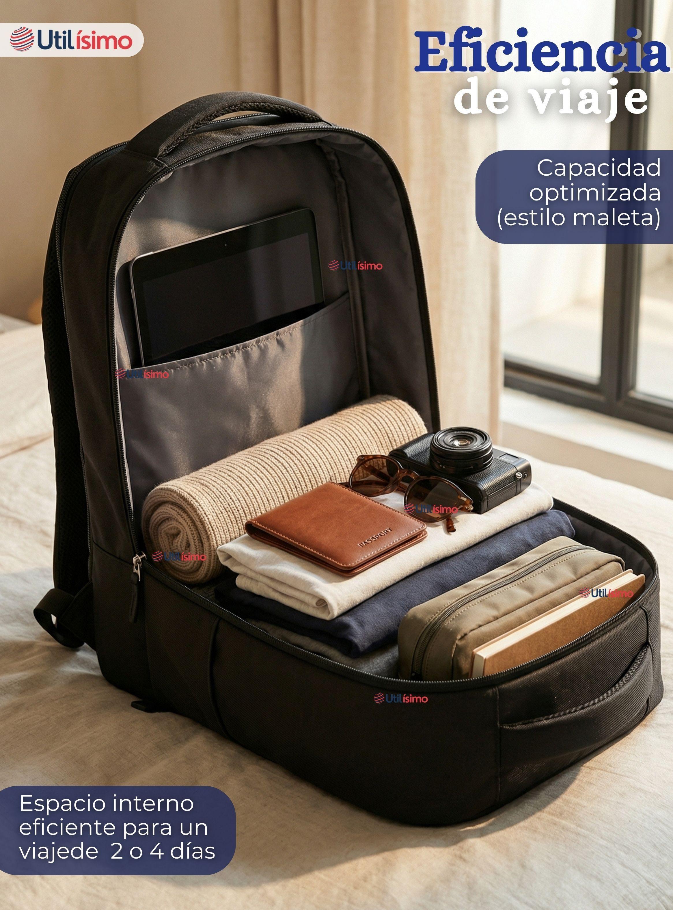 Mochila Viaje Cabina Impermeable Resistente Notebook 49cm Negro 25L-4