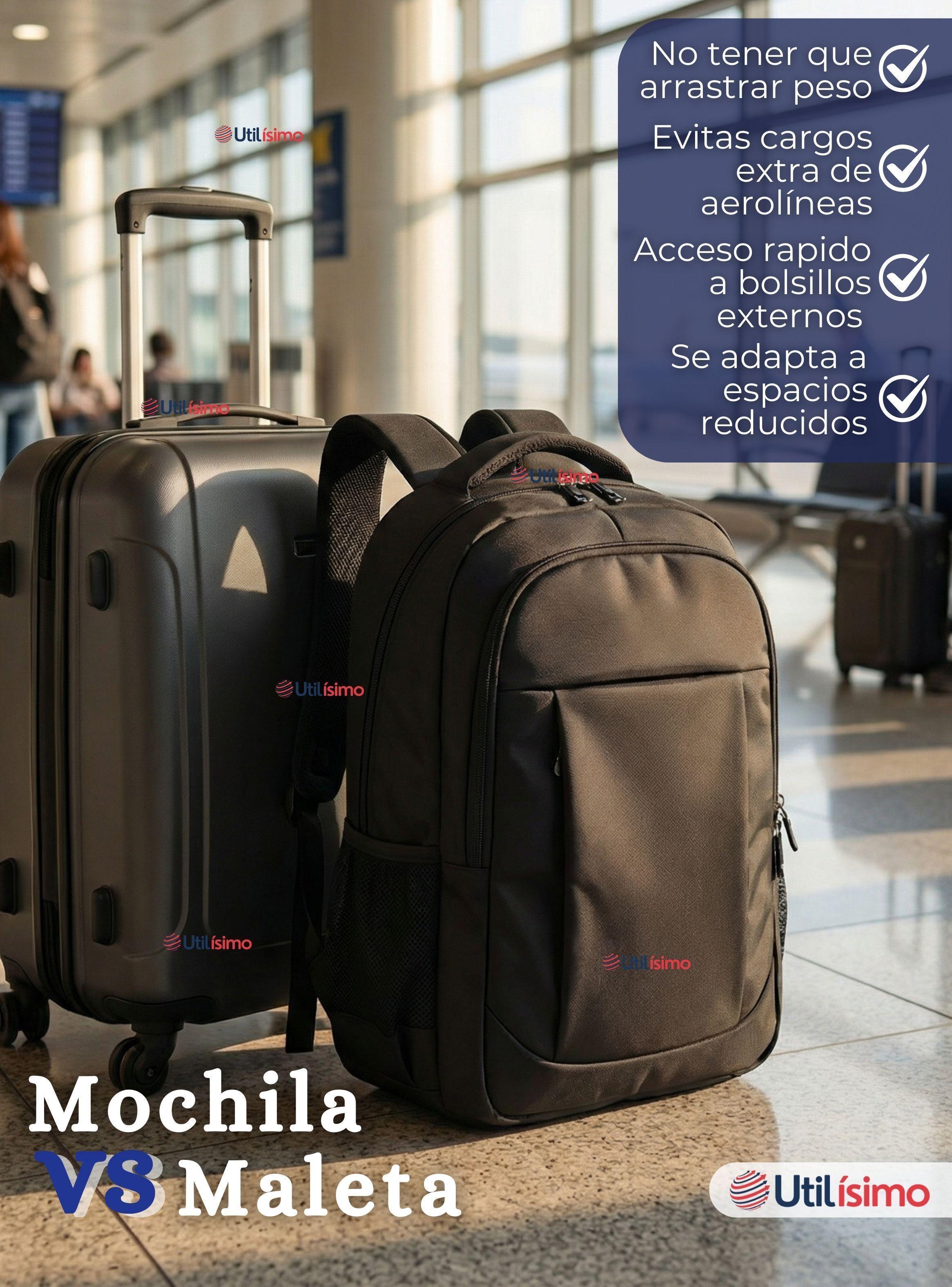 Mochila Viaje Cabina Impermeable Resistente Notebook 49cm Negro 25L-6