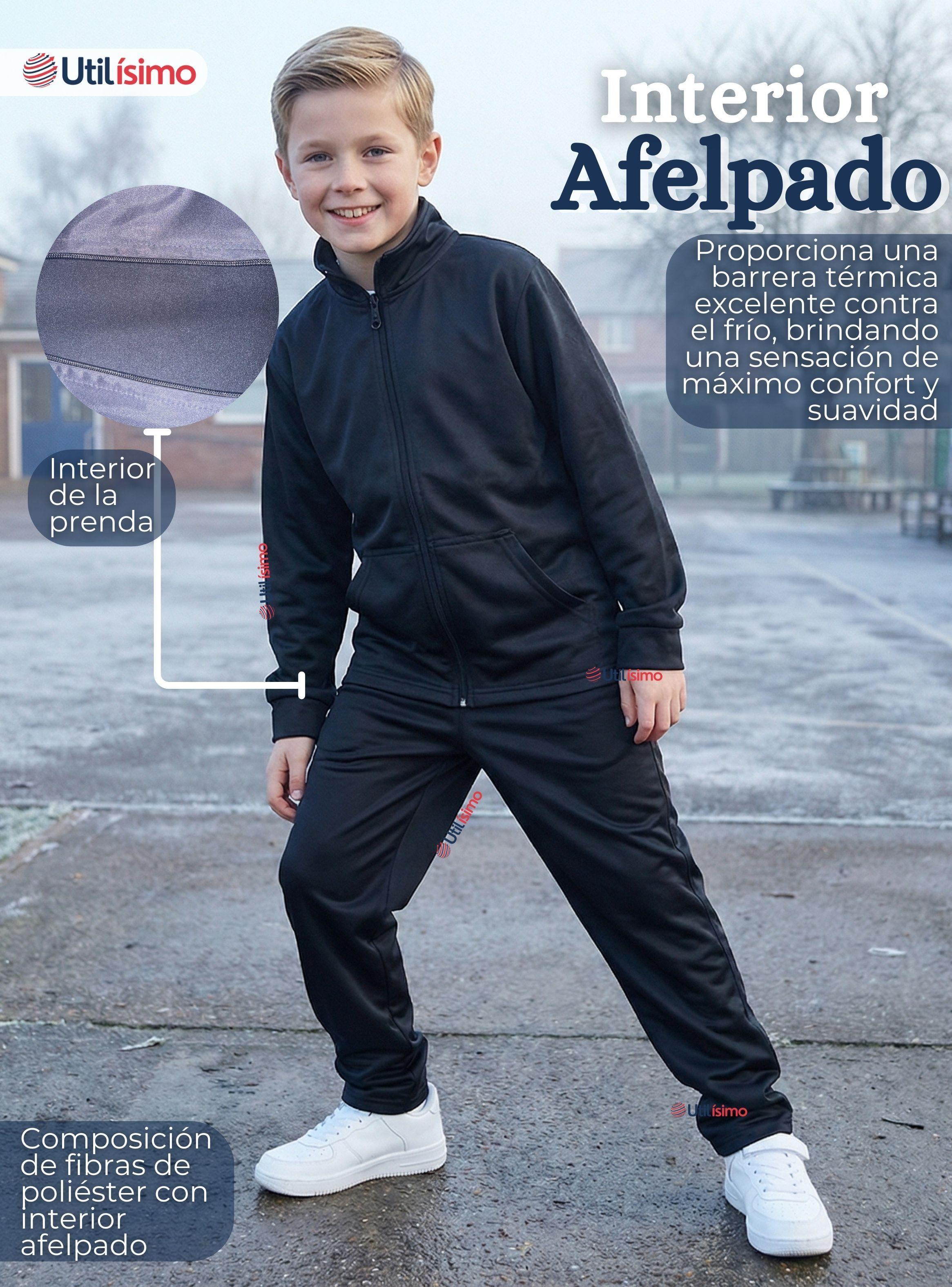 Conjunto Escolar Buzo Pantalón Y Polerón Tela Sintética Niño y Niña Unisex Azul 3 a 16 años-7