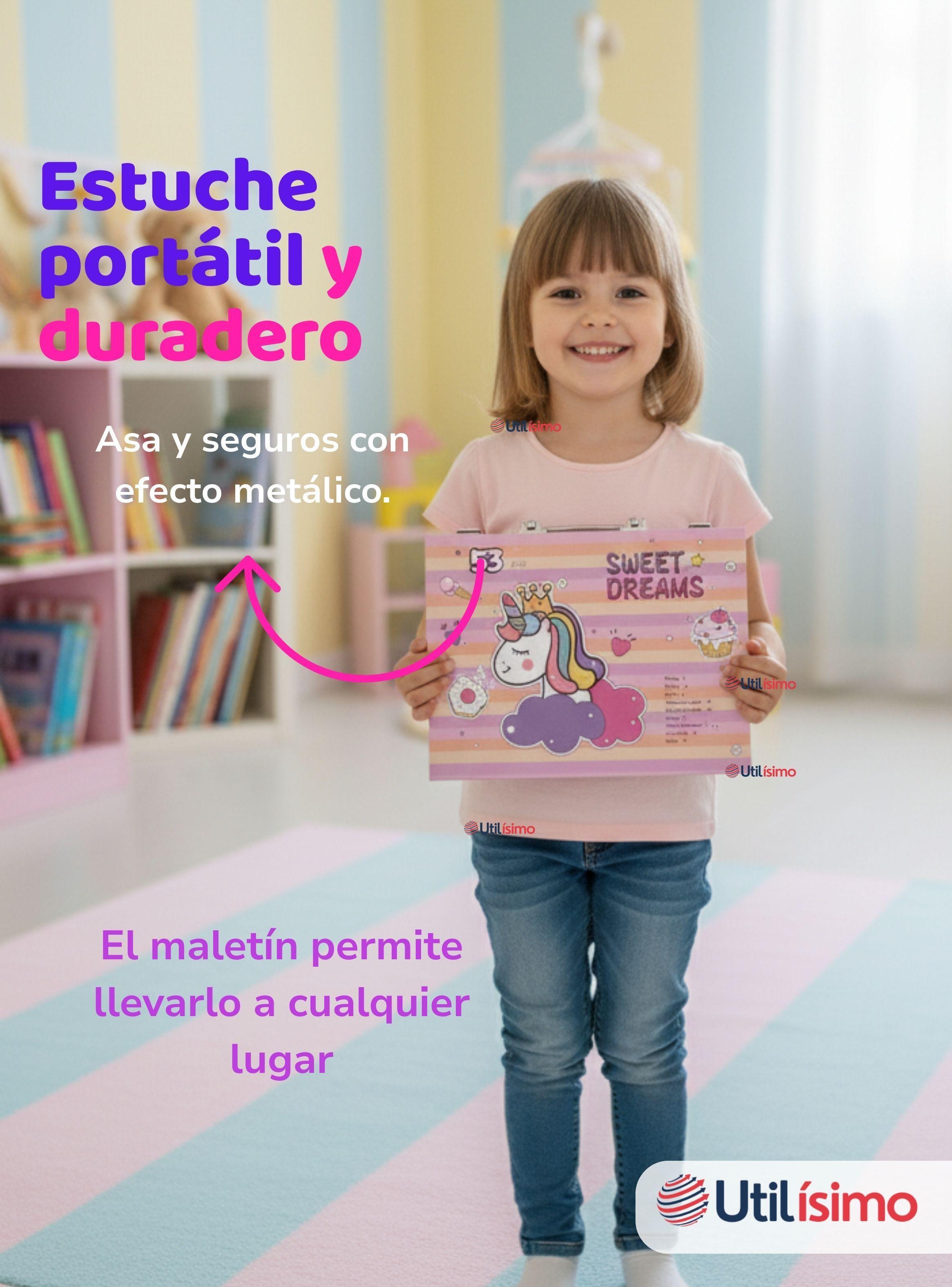 Maletín Set De Arte 53 Piezas Estuche Para Dibujar Y Pintar Niña Pony Rosa-6
