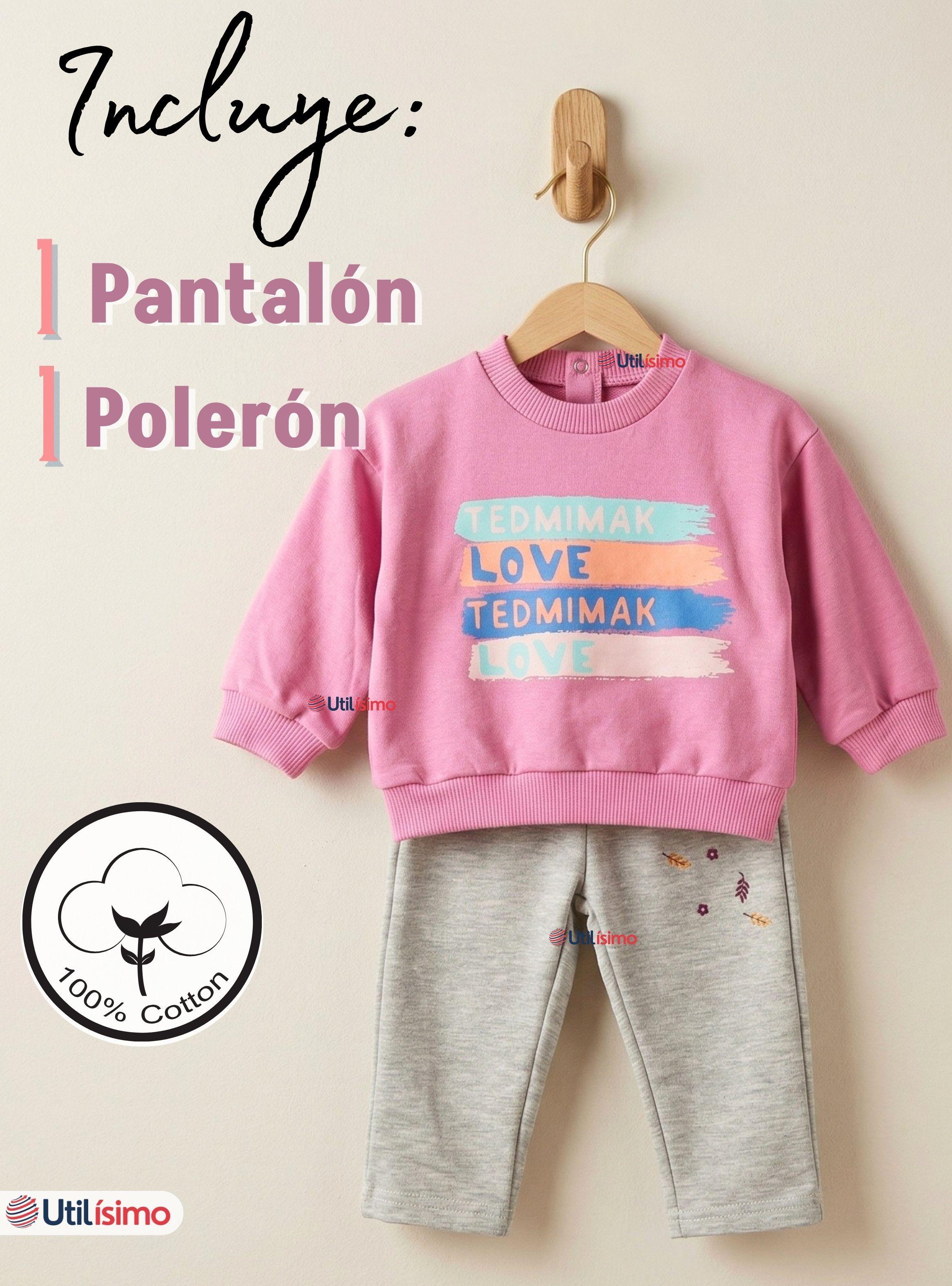 Conjunto 2 Piezas Buzo Pantalón Y Polerón De Algodón Pink para Bebé Niña-2