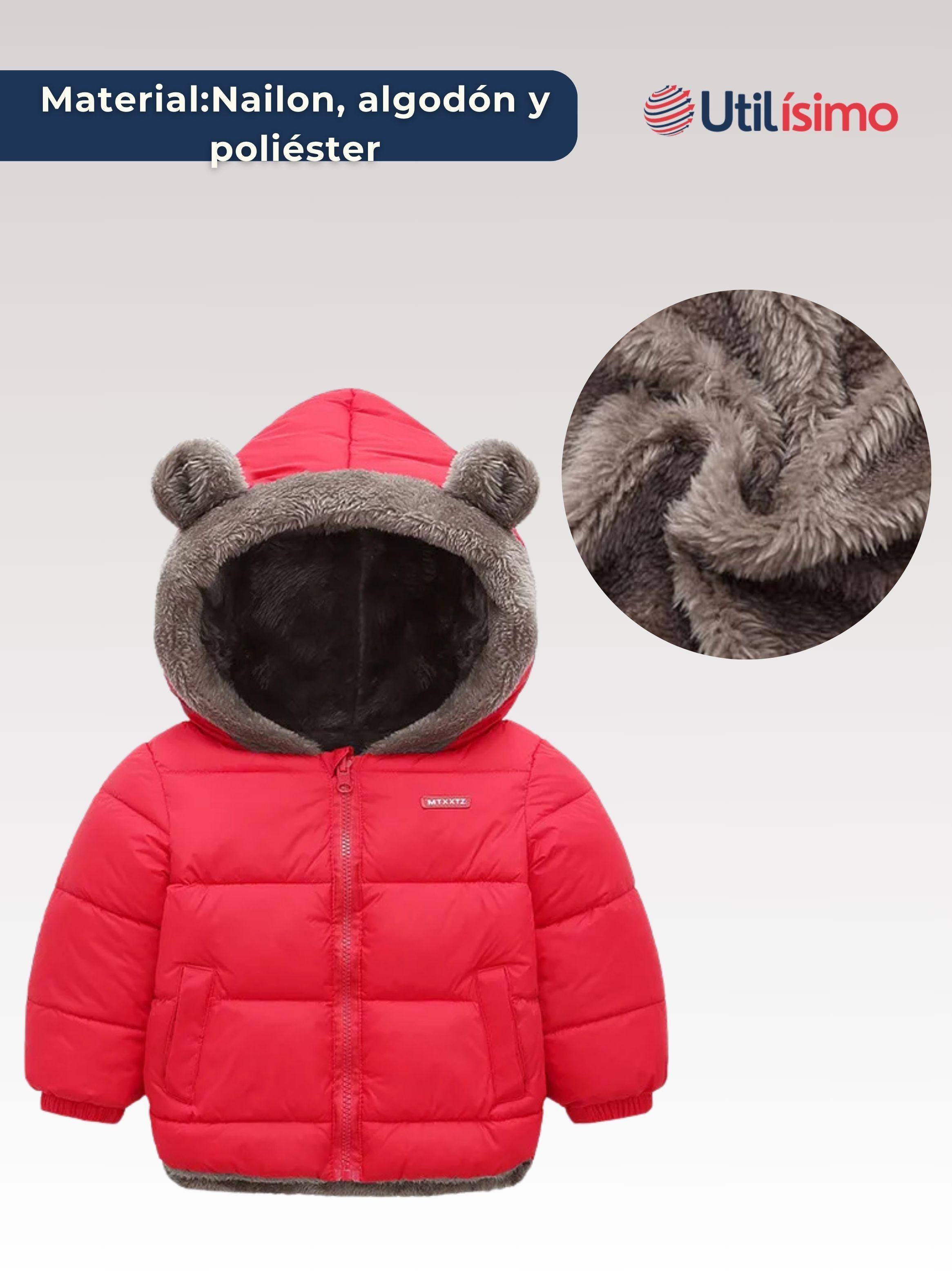 Parka Con Capucha Manga Larga Niña Orejitas Roja-1