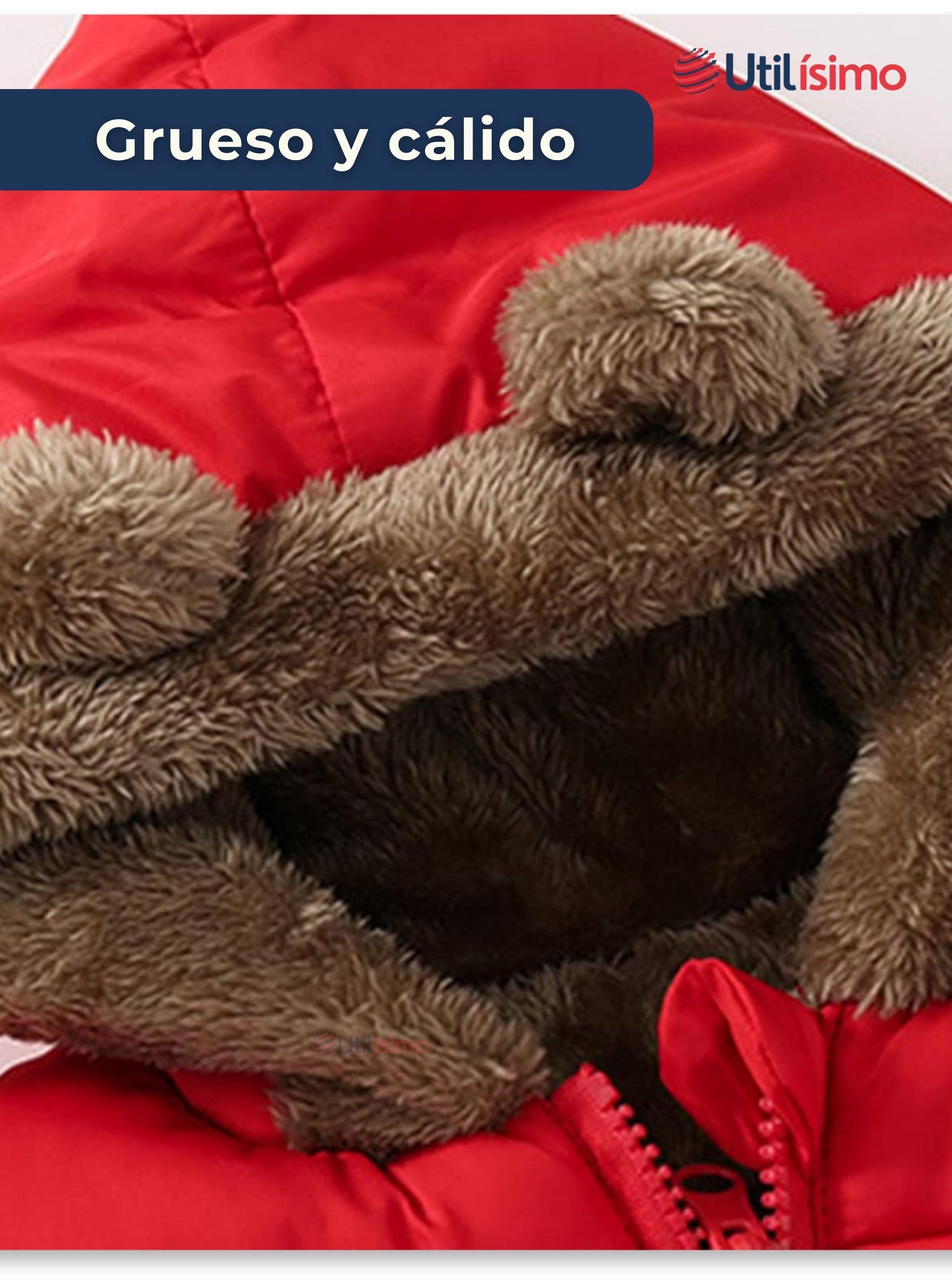 Parka Con Capucha Manga Larga Niña Orejitas Roja-3