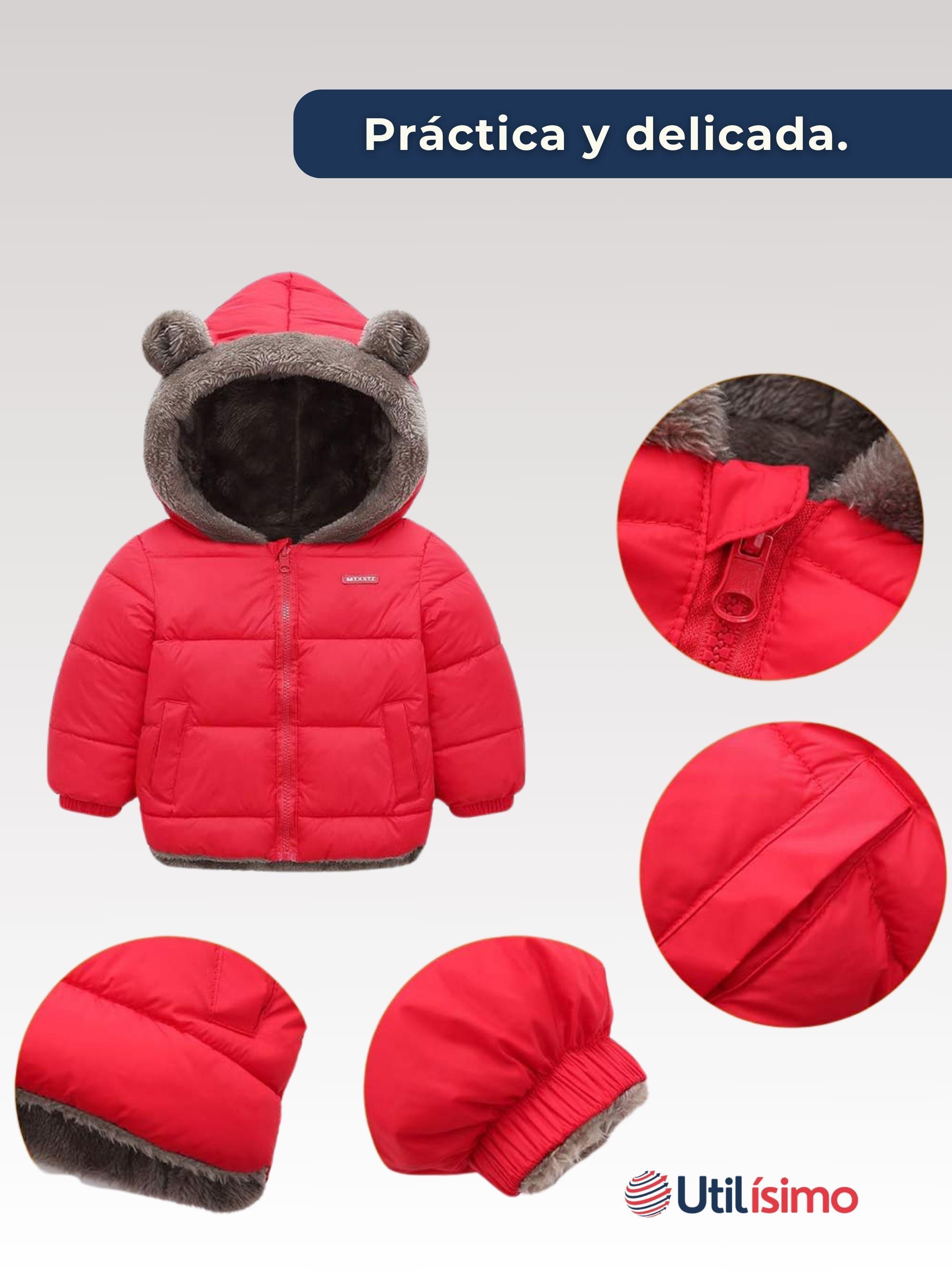 Parka Con Capucha Manga Larga Niña Orejitas Roja-4