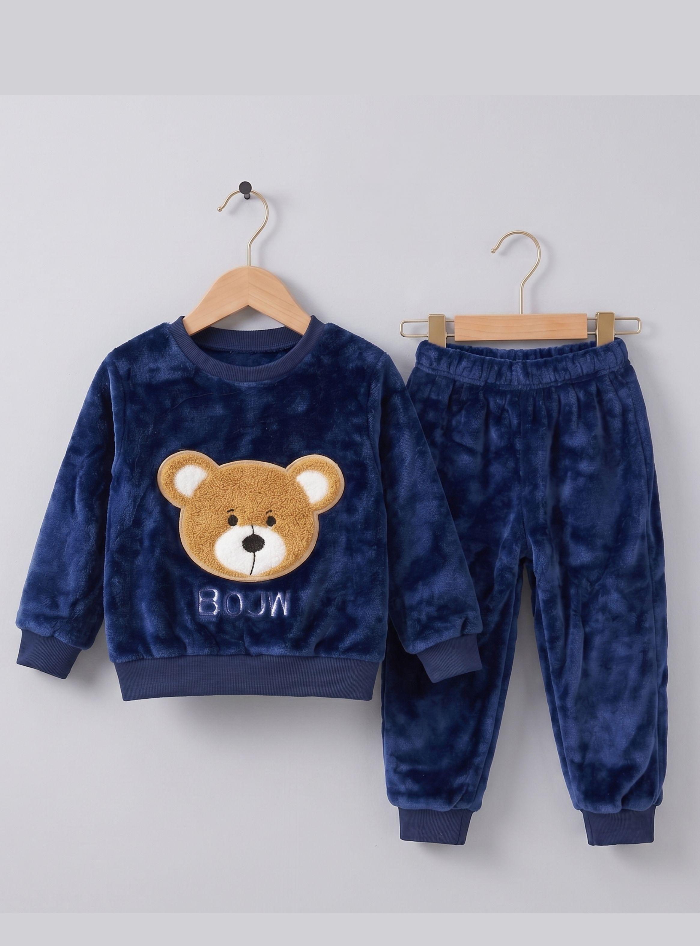 Conjunto Buzo Polerón Frizado 2 Piezas Corderito Liso Blue Bear Niño Bebe-1