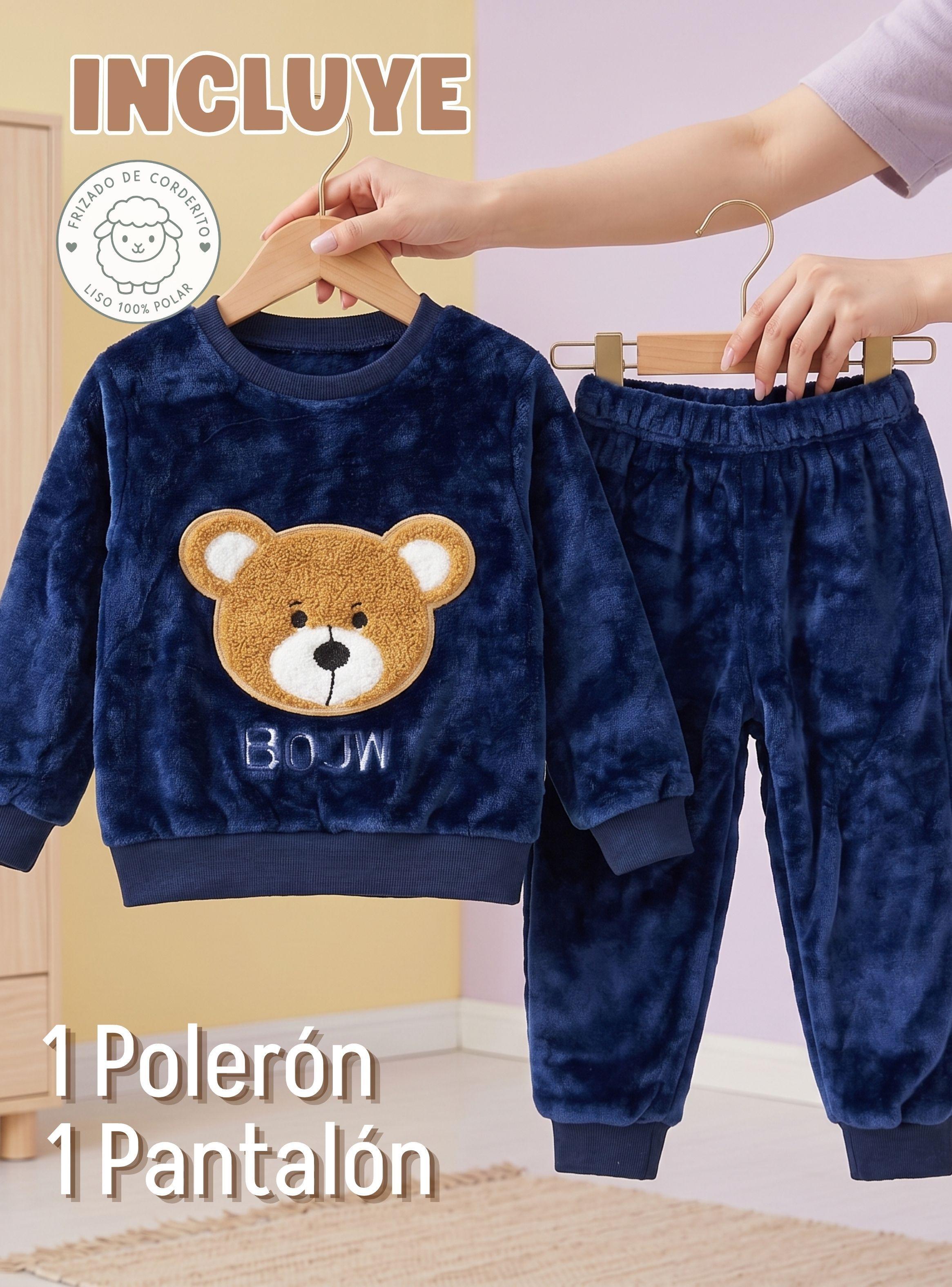 Conjunto Buzo Polerón Frizado 2 Piezas Corderito Liso Blue Bear Niño Bebe-2