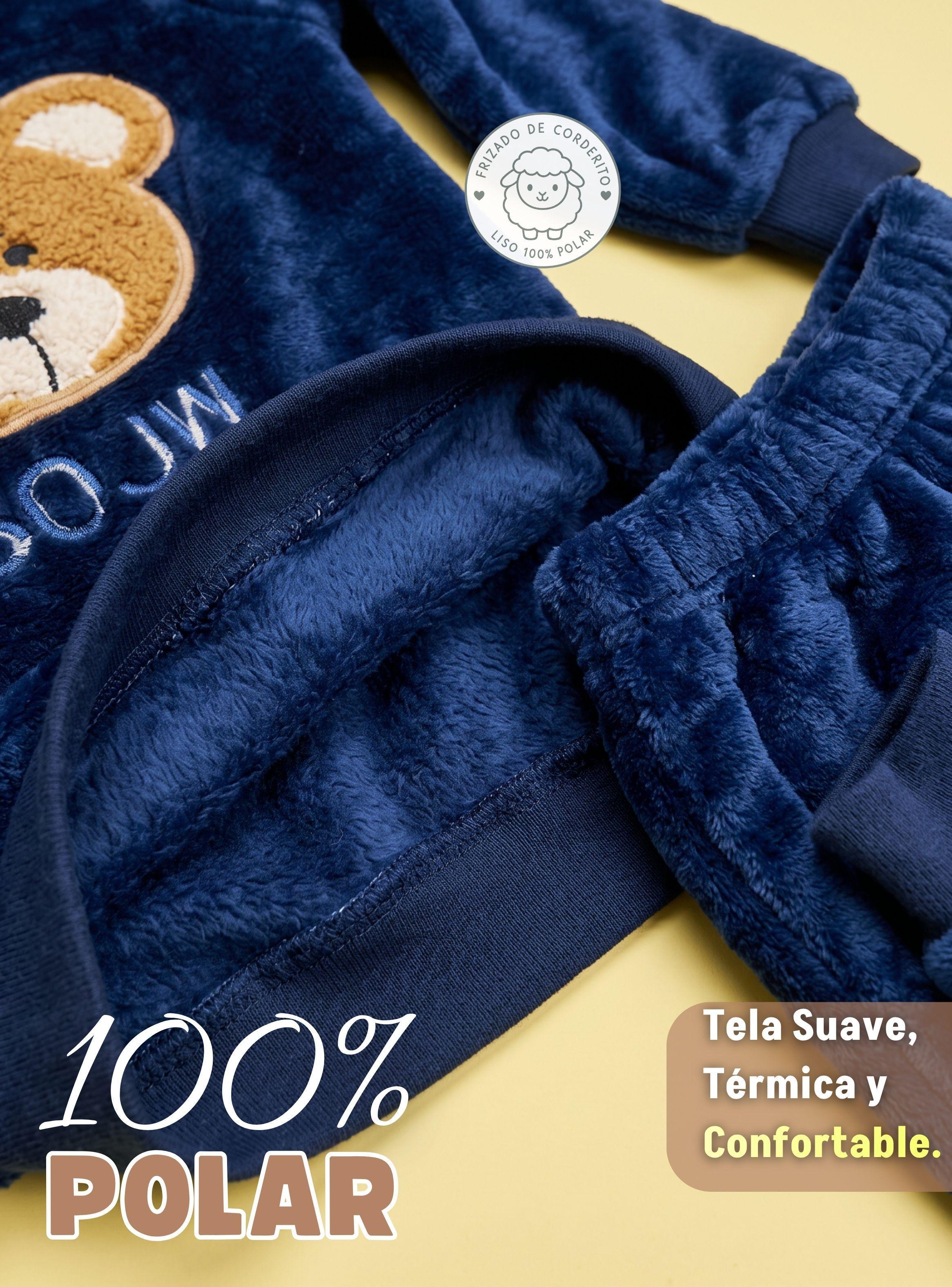 Conjunto Buzo Polerón Frizado 2 Piezas Corderito Liso Blue Bear Niño Bebe-7