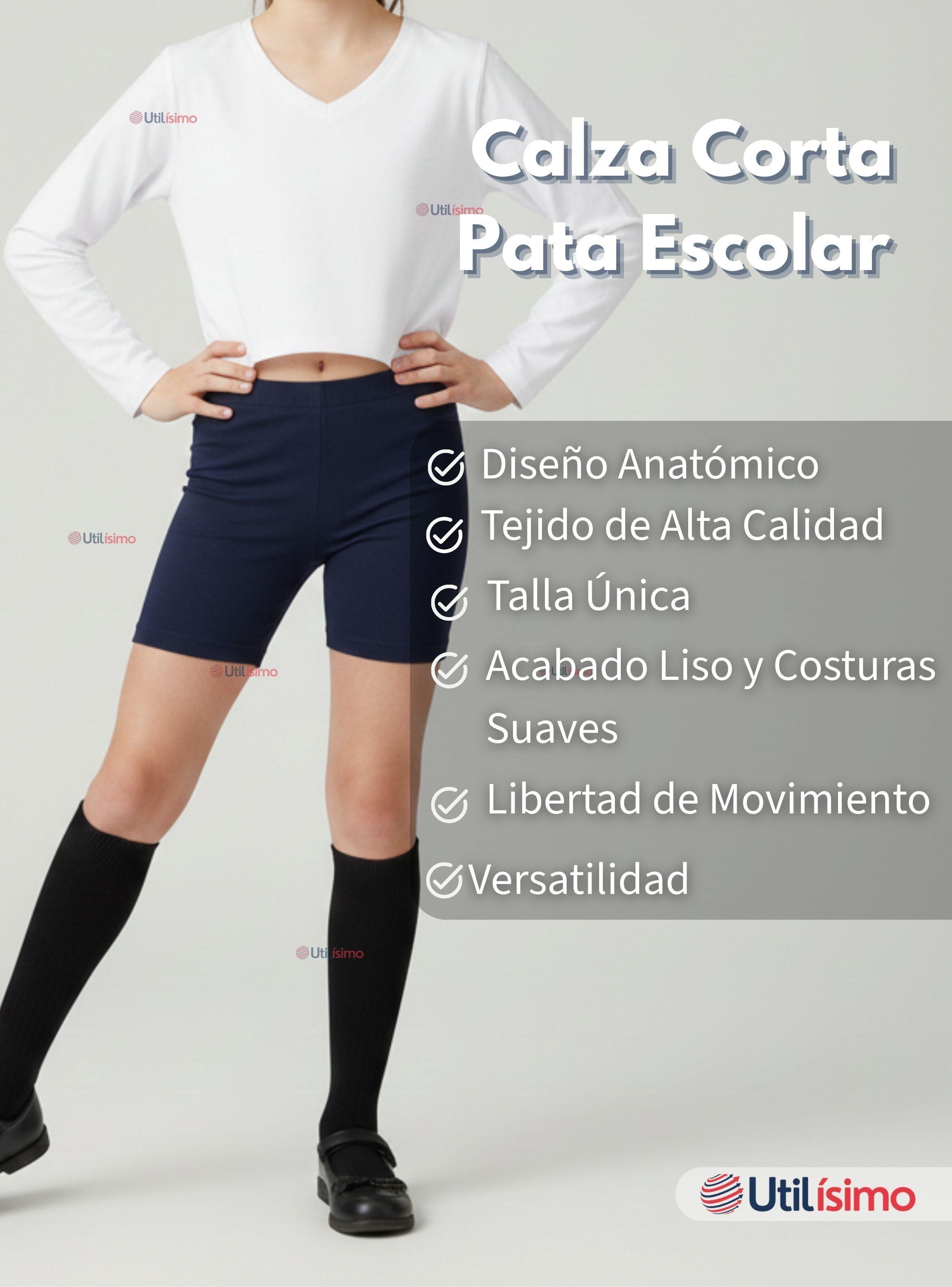 Pack 3 Calzas Cortas Escolar Pata Deportivas Niña Color Azul-2