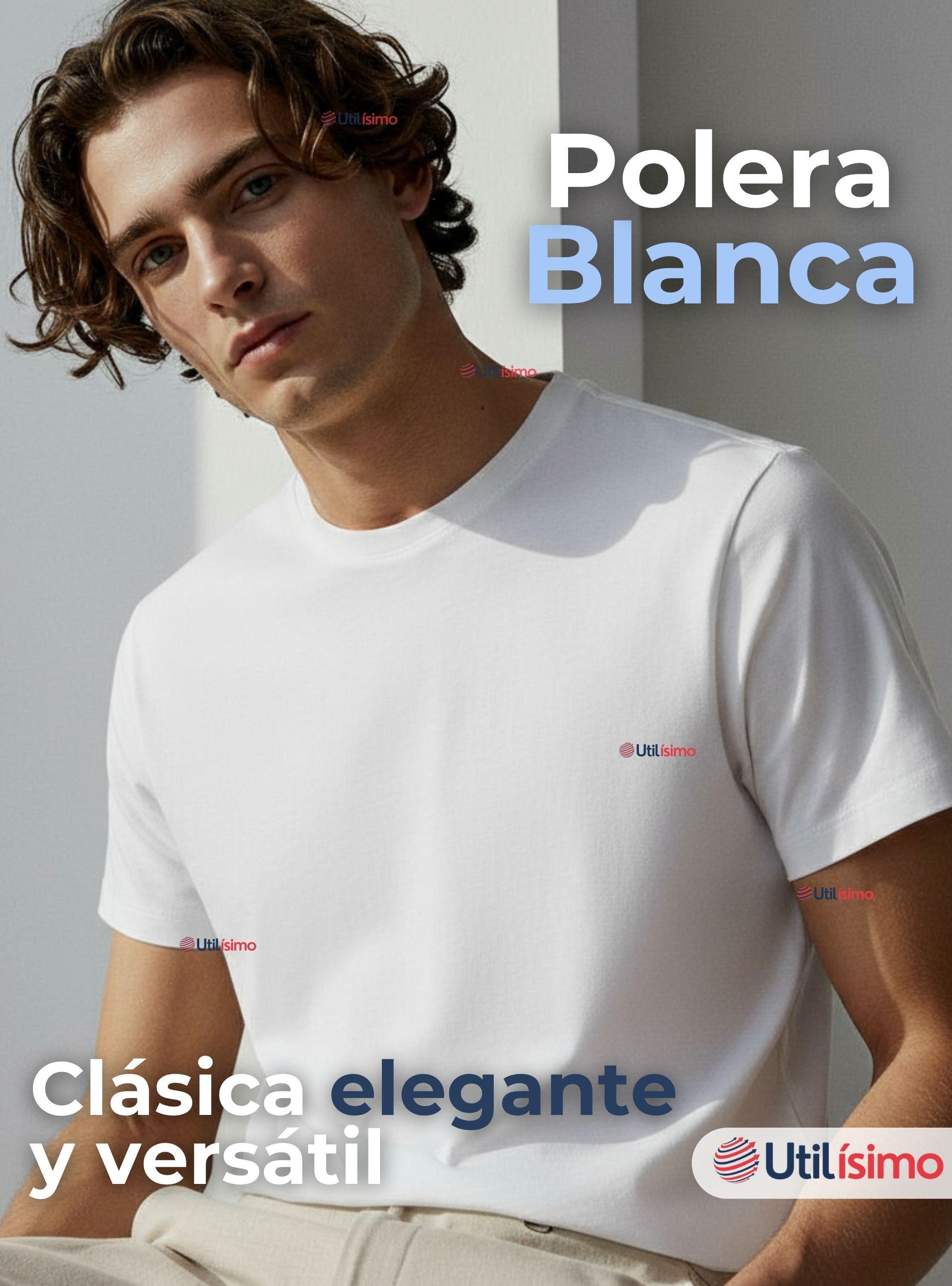 Polera Camiseta 150g Manga Corta 100% Algodón Textura Suave Blanco Hombre-2