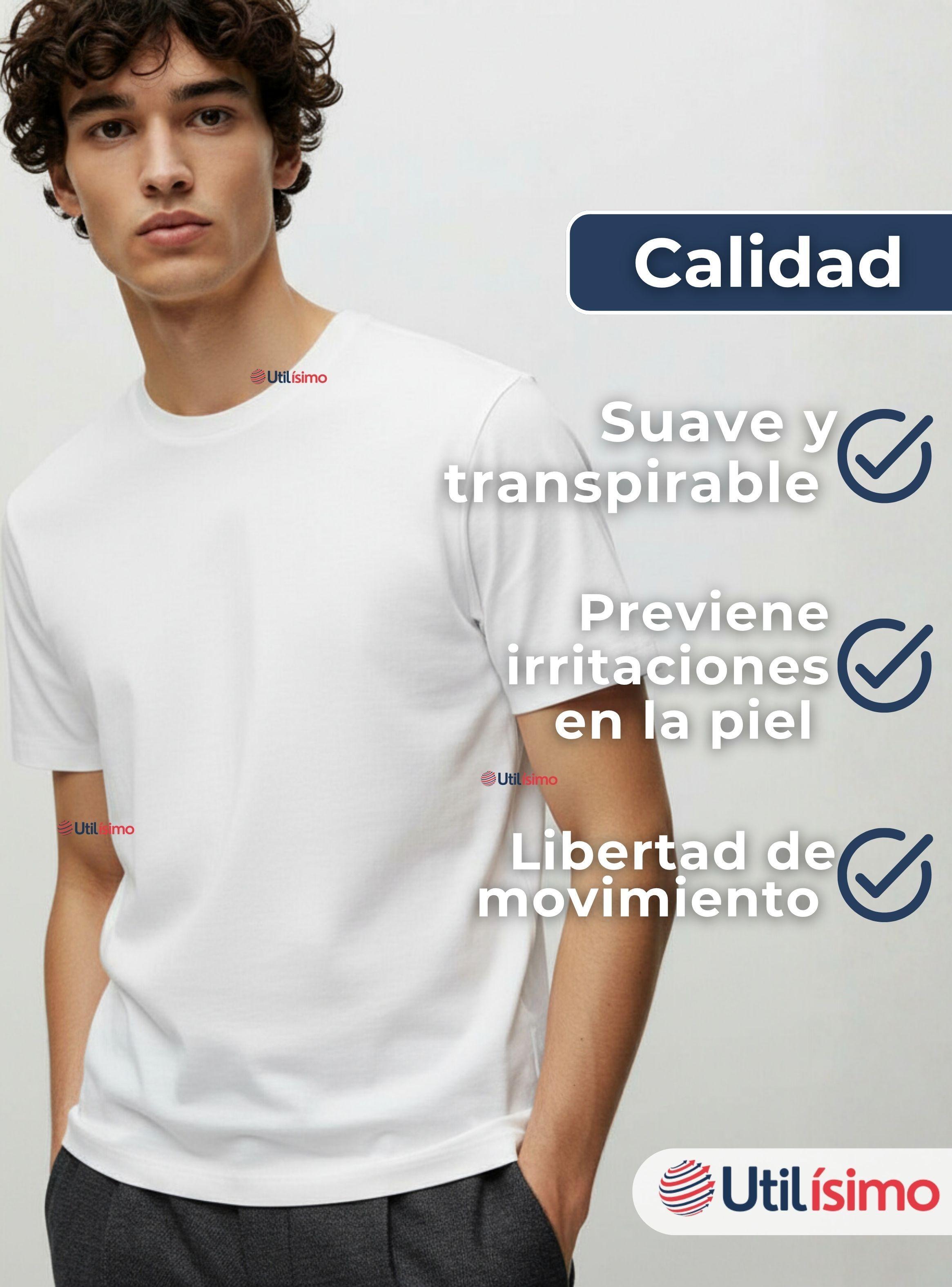 Polera Camiseta 150g Manga Corta 100% Algodón Textura Suave Blanco Hombre-7